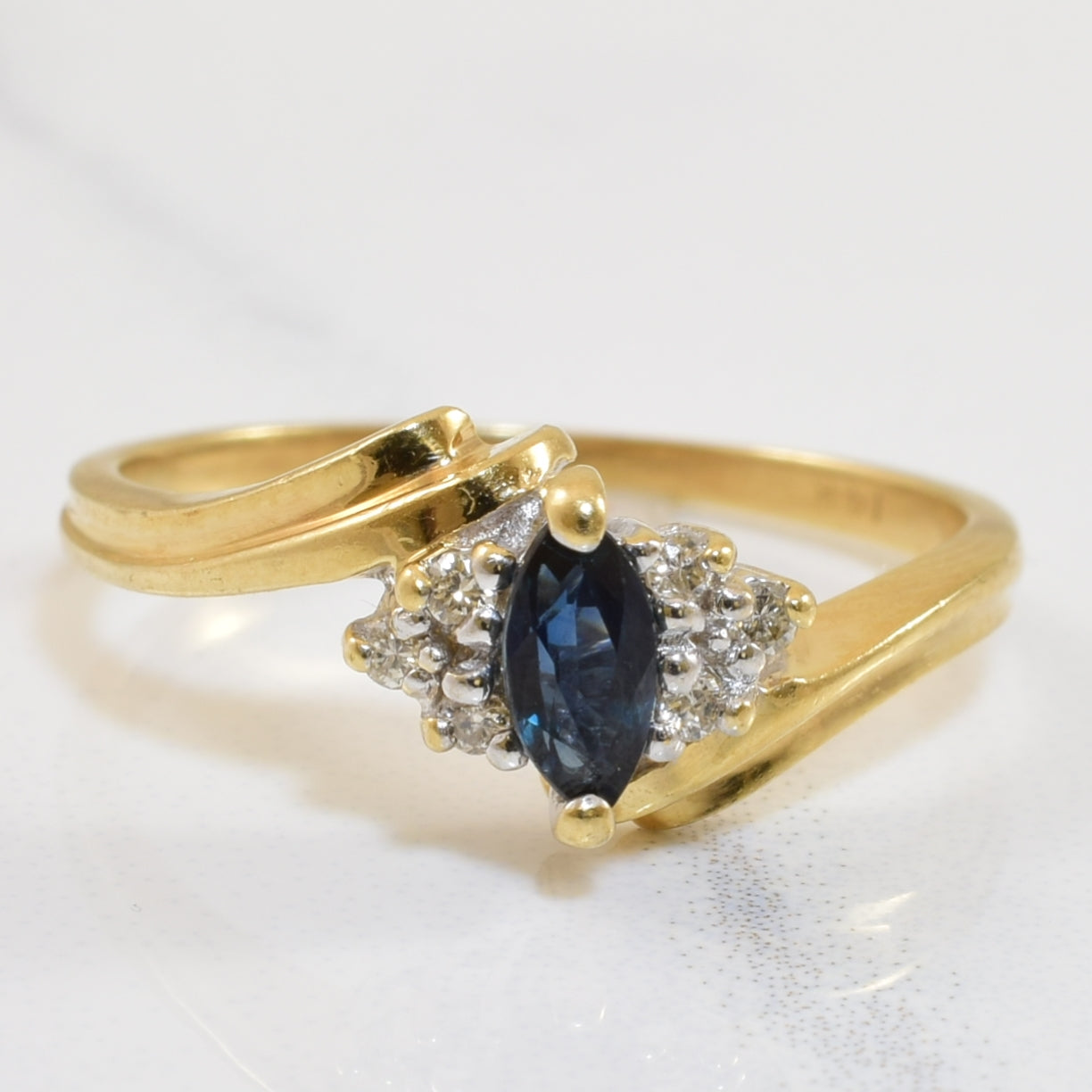 Sapphire & Diamond Bypass Ring | 0.18ct, 0.06ctw | SZ 6 |