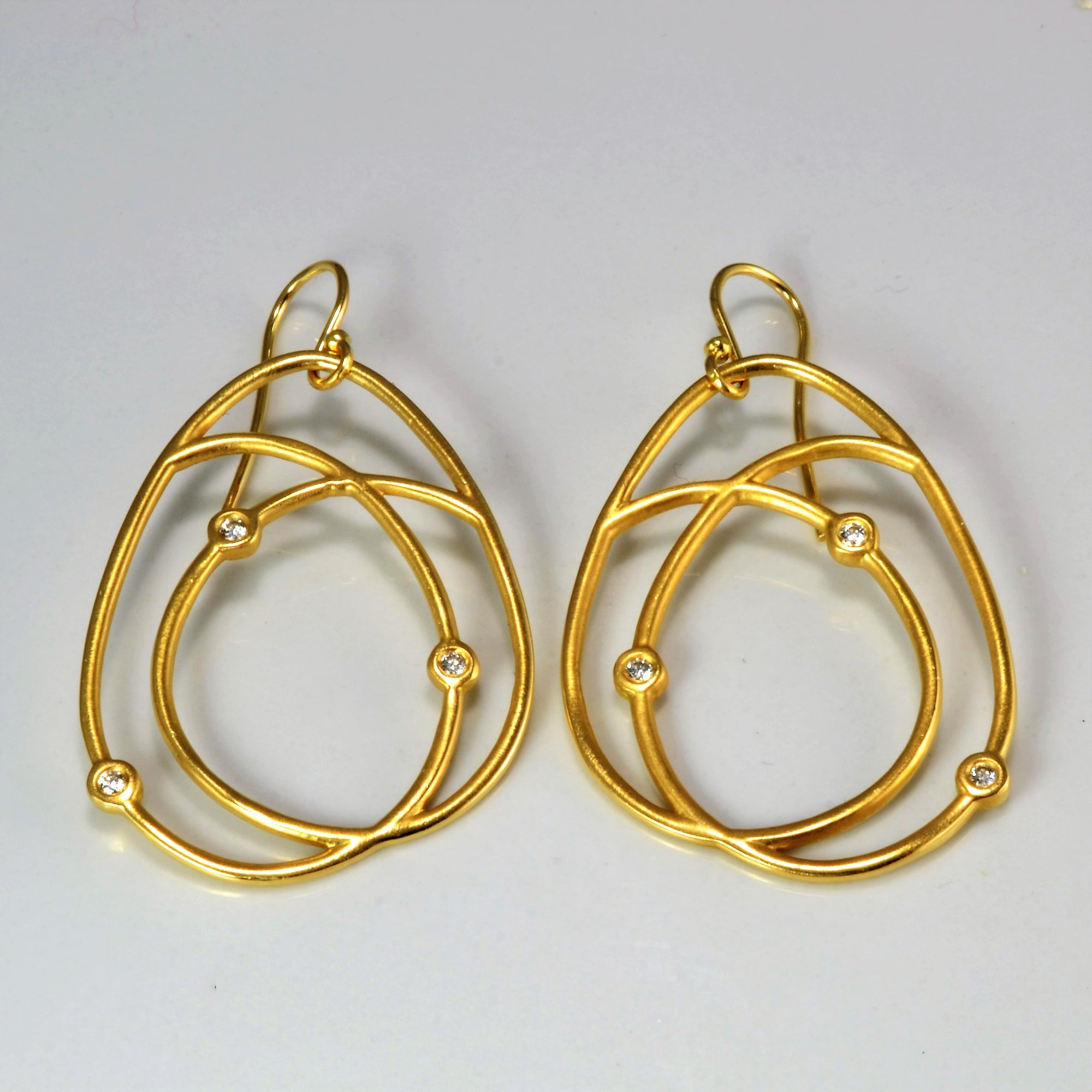 Bezel Set Diamond Textured Dangle Earrings | 0.18 ctw |