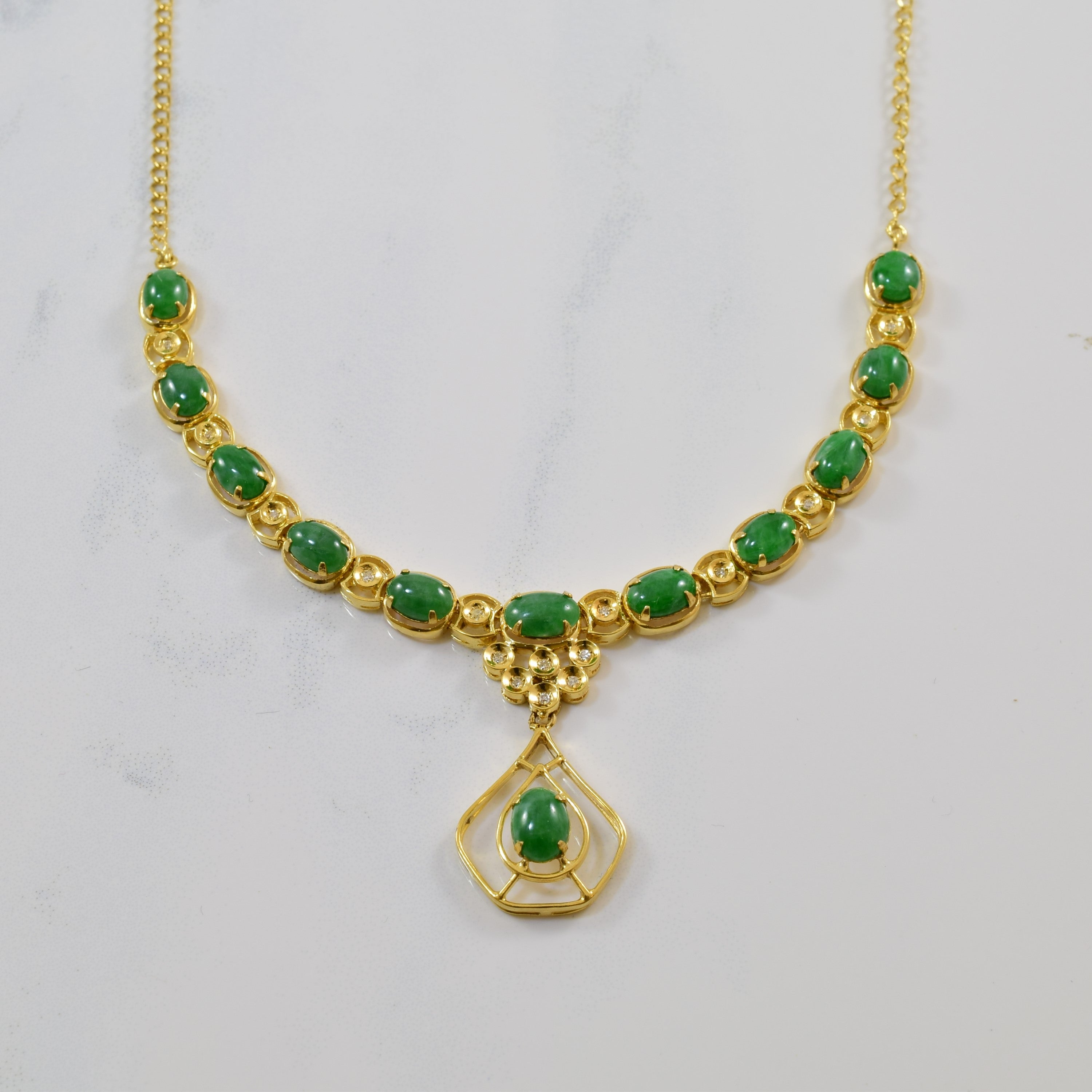 Jadeite & Diamond Necklace | 6.00ctw, 0.08ctw | 16.5" |