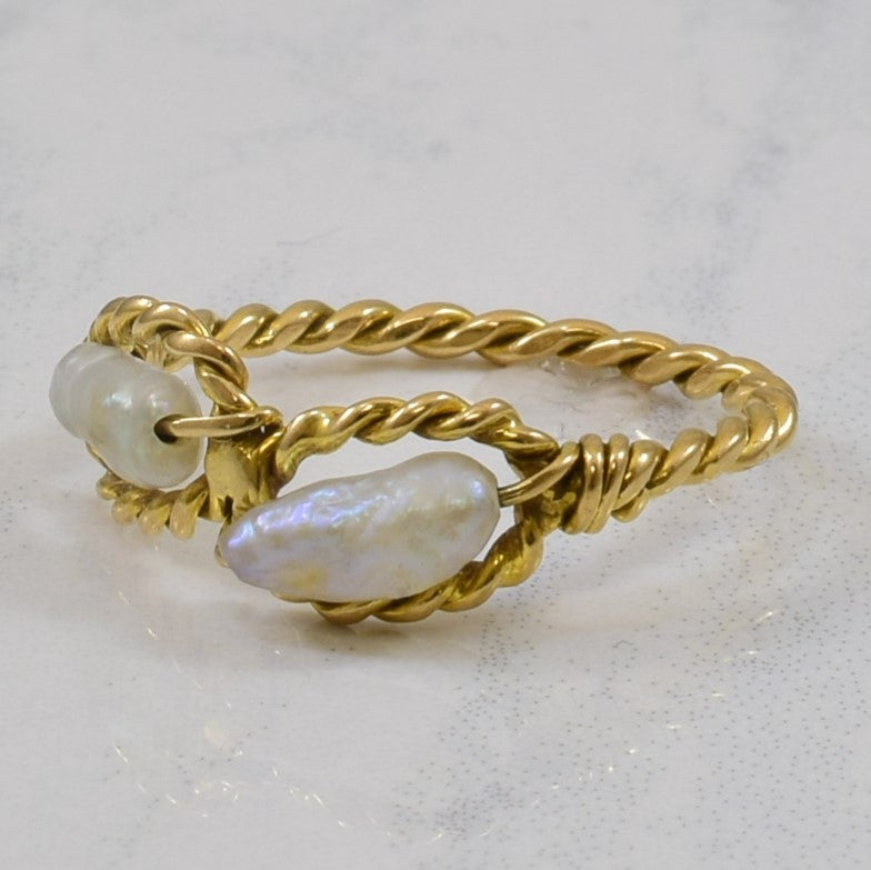 Twist Wire Wrap Pearl Ring | 0.80ctw | SZ 6.25 |