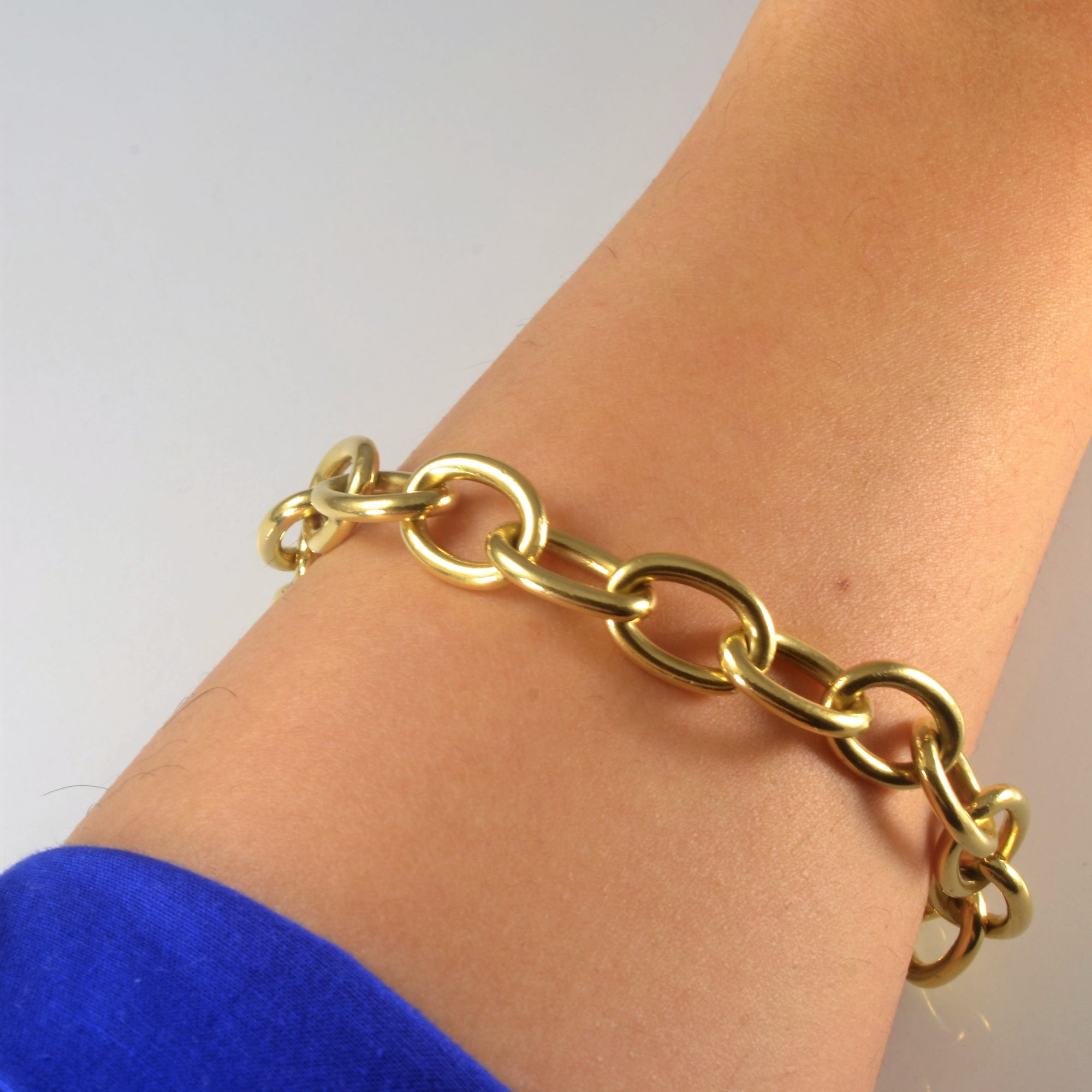 18k Yellow Gold Rolo Chain Bracelet | 7