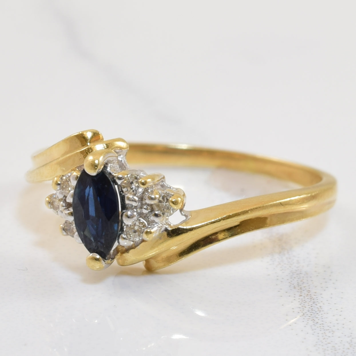 Sapphire & Diamond Bypass Ring | 0.18ct, 0.06ctw | SZ 6 |