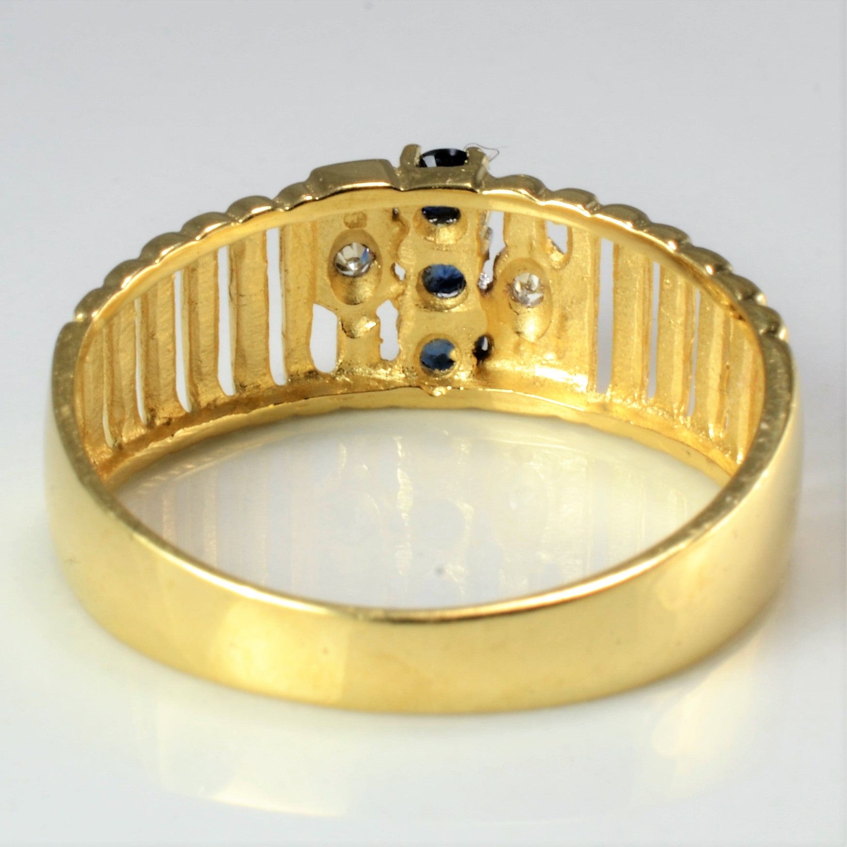 Textured Sapphire & Diamond Ring | 0.02 ctw, SZ 7 |