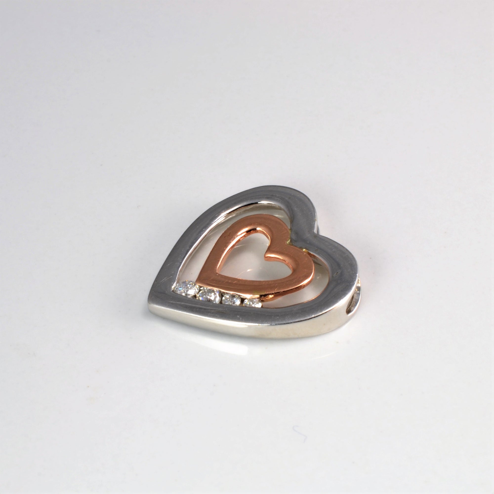 Diamond Heart Two Tone Gold Pendant | 0.12 ctw |