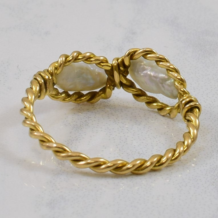 Twist Wire Wrap Pearl Ring | 0.80ctw | SZ 6.25 |