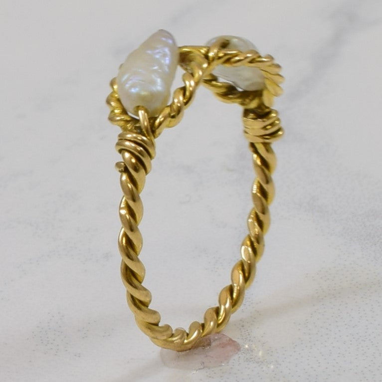 Twist Wire Wrap Pearl Ring | 0.80ctw | SZ 6.25 |