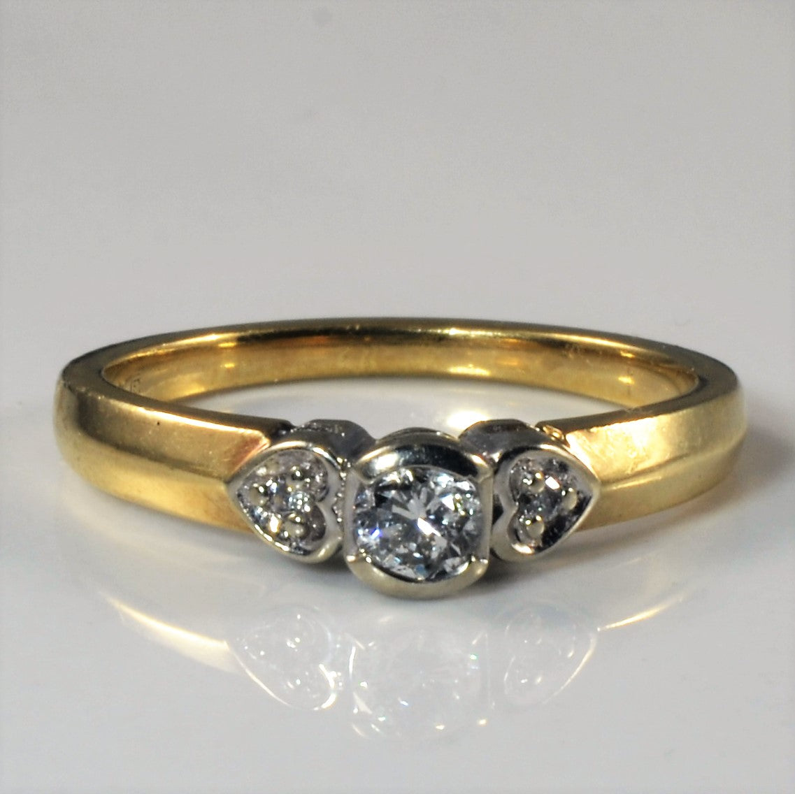 Heart Detailed Three Stone Diamond Ring | 0.17ctw | SZ 6.25 |