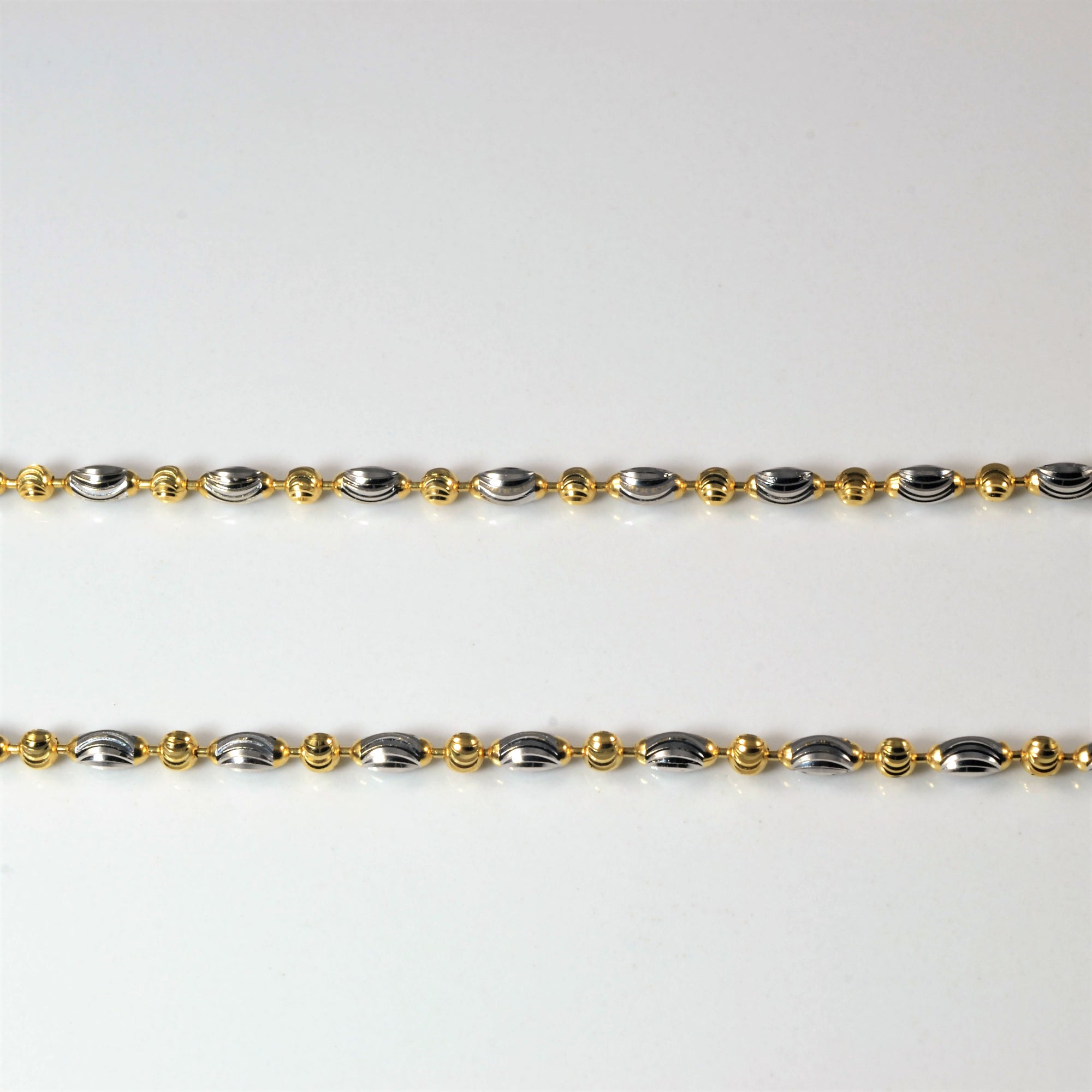 18k Two Tone Gold Beaded Chain | 18