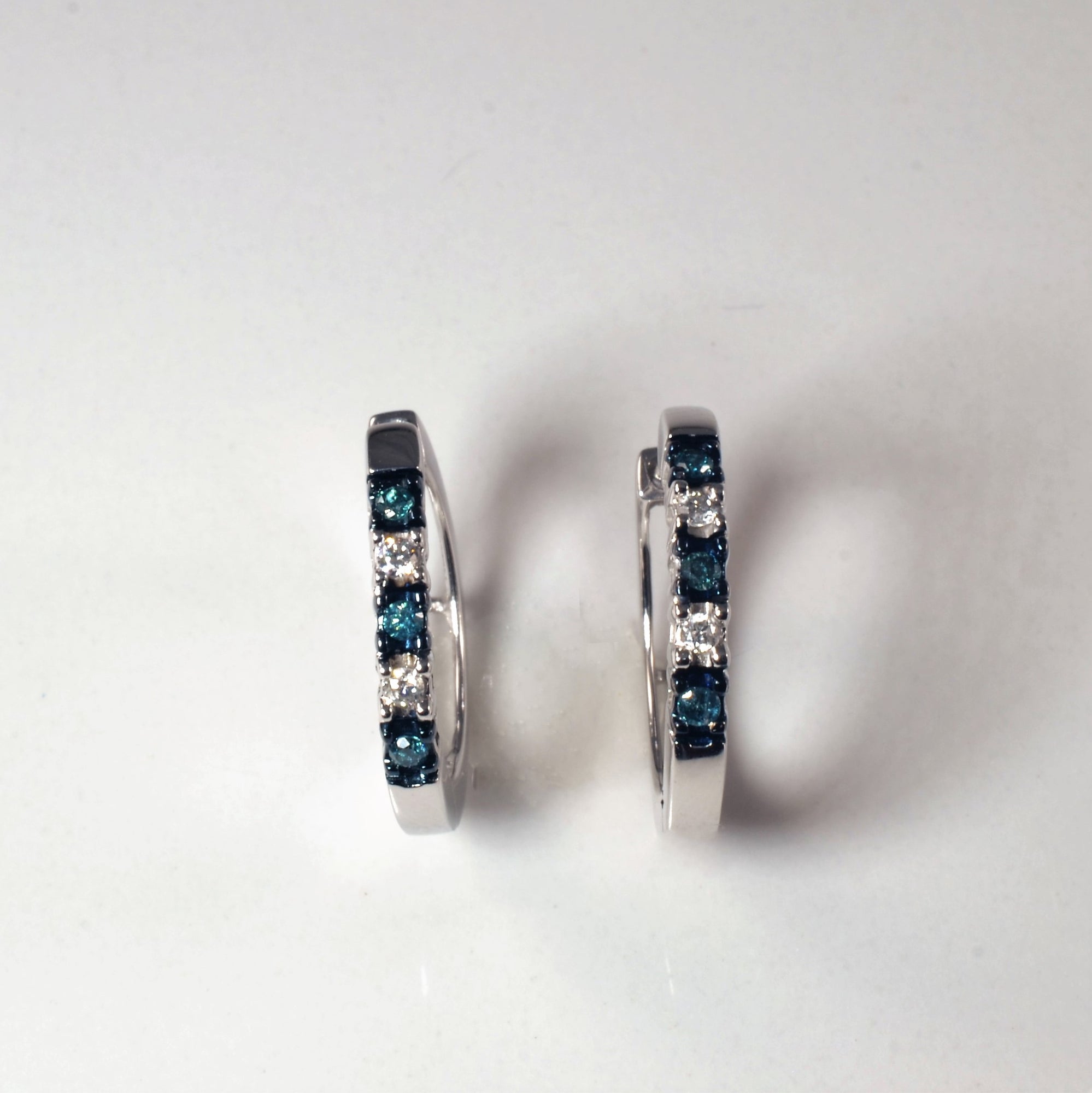 Blue Diamond Huggie Earrings | 0.20ctw |