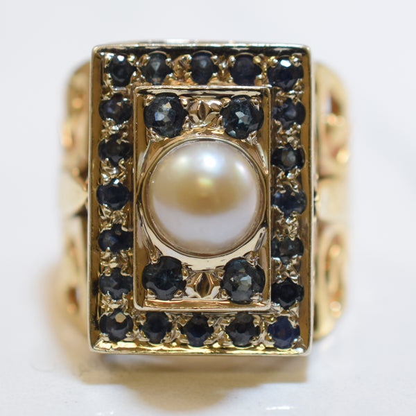 Pearl & Sapphire Ring | 2.20ct, 0.75ctw | SZ 7 |