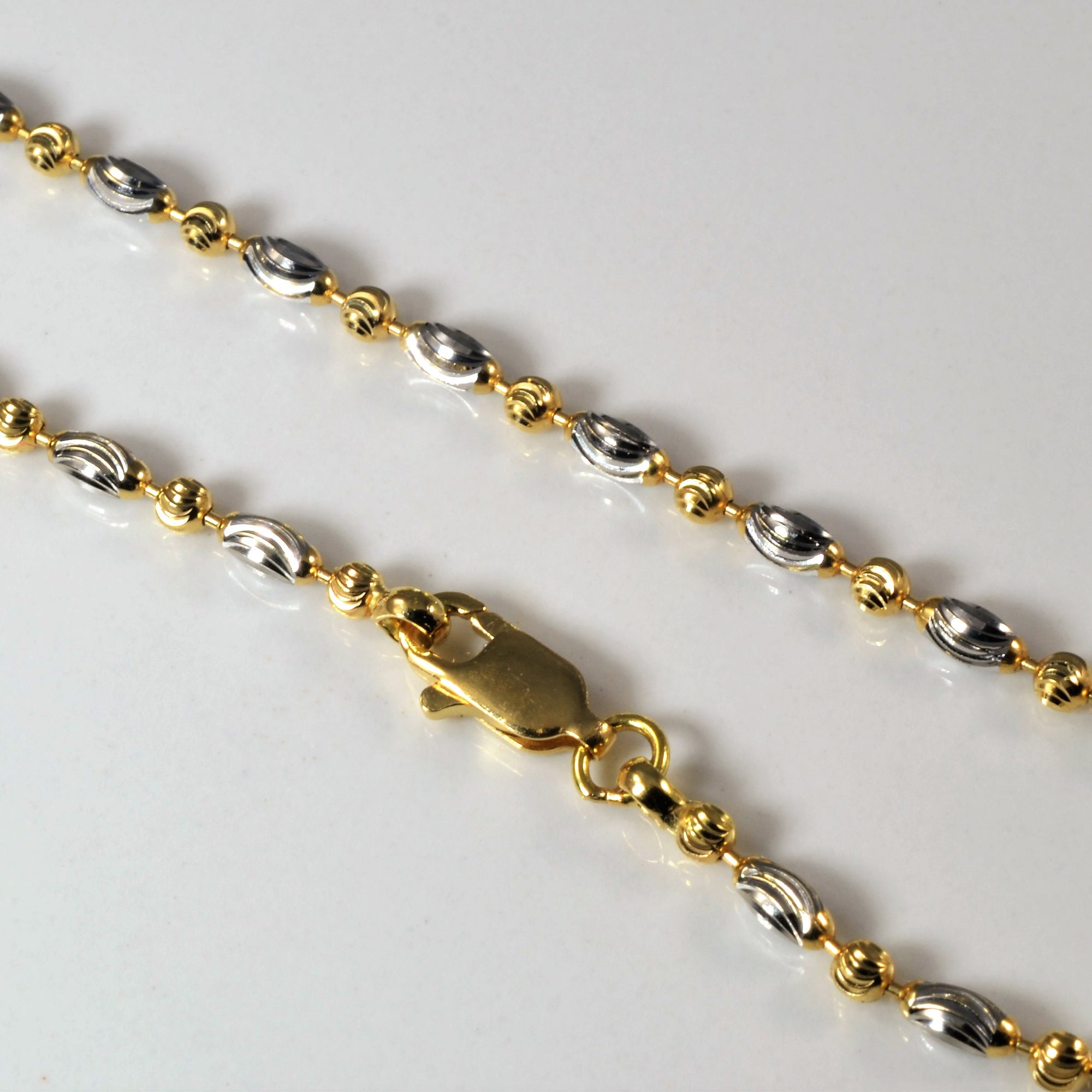 18k Two Tone Gold Beaded Chain | 18