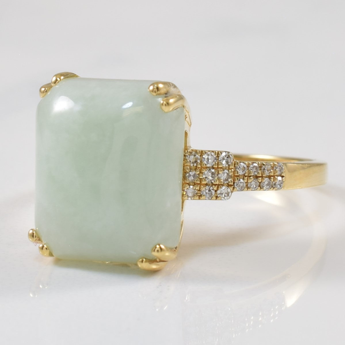 Effy' Jadeite & Diamond Ring | 8.00ct, 0.12ctw | SZ 7 |