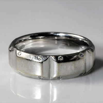 Simon G' Flush Set Diamond Textured Ring | 0.12ctw | SZ 10.5 |
