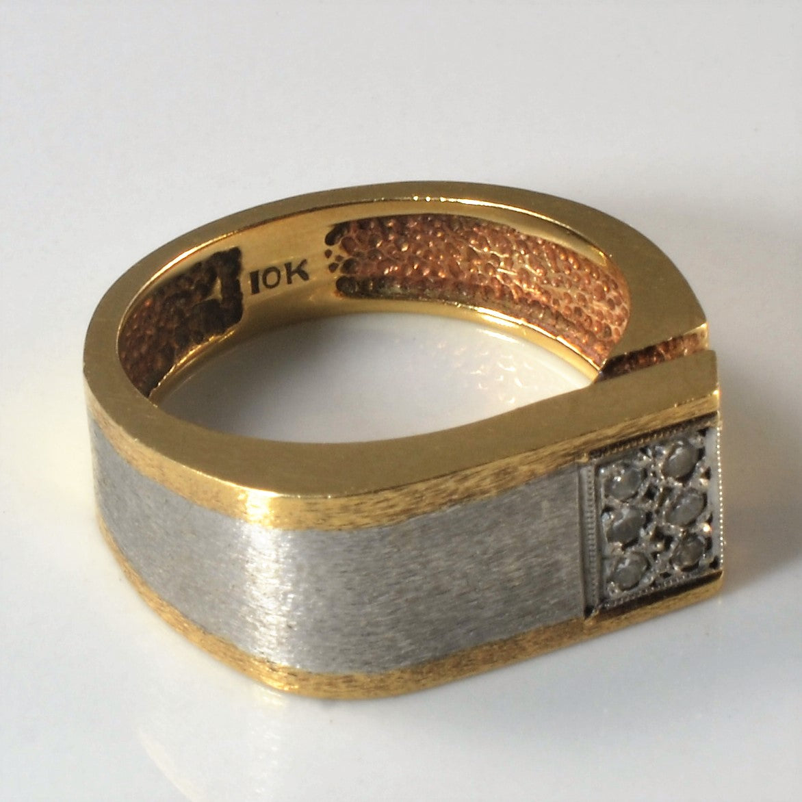 Two Tone Satin Finish Diamond Band | 0.09ctw | SZ 7.25 |