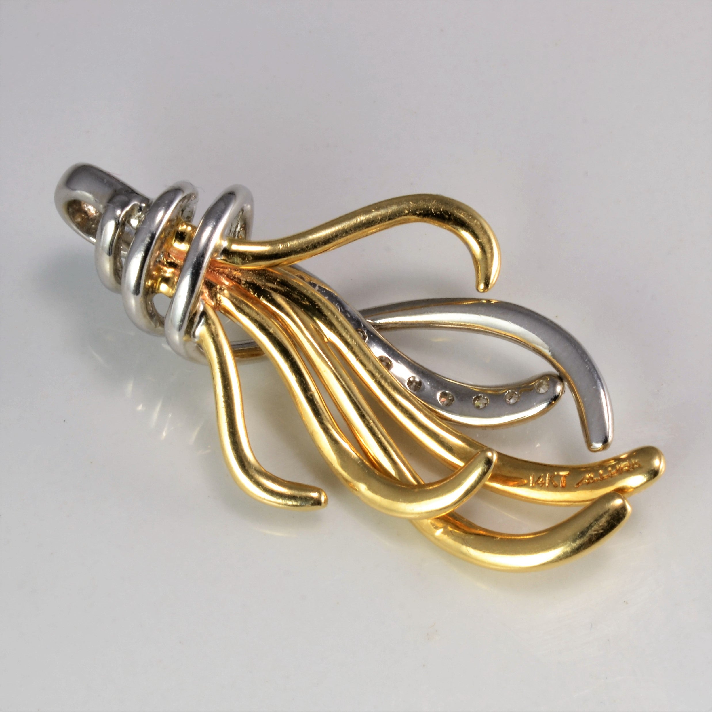 Textured Two Tone Gold Diamond Pendant | 0.11 ctw |
