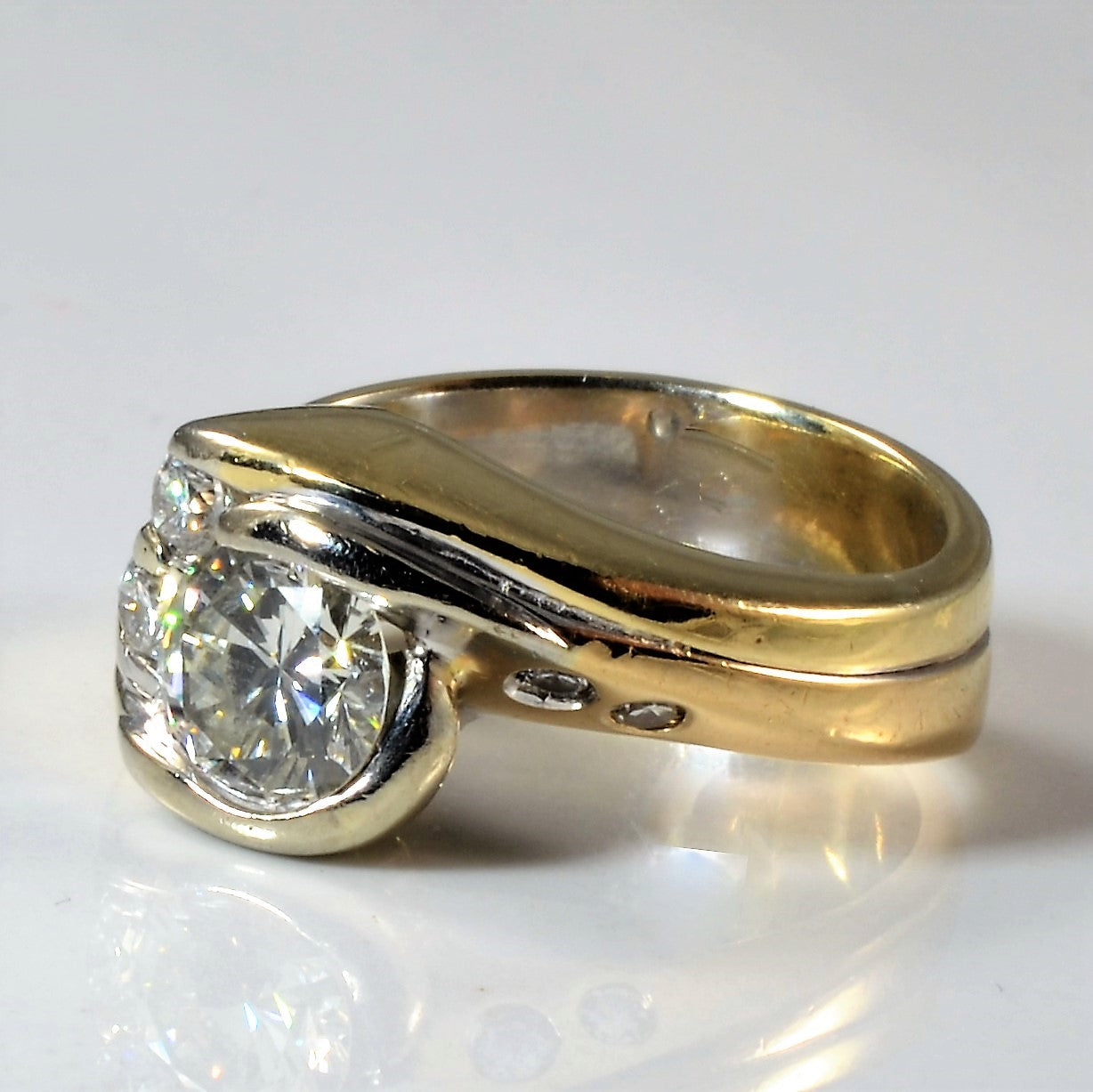 Unique Bypass Diamond Soldered Wedding Set | 1.27ctw | SZ 7.25 |