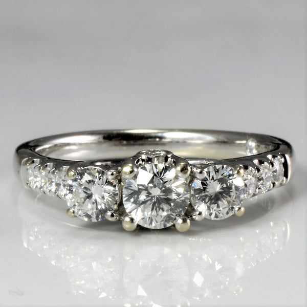 Three Stone Diamond & Accents Engagement Ring | 0.90 ctw, SZ 6.75 |