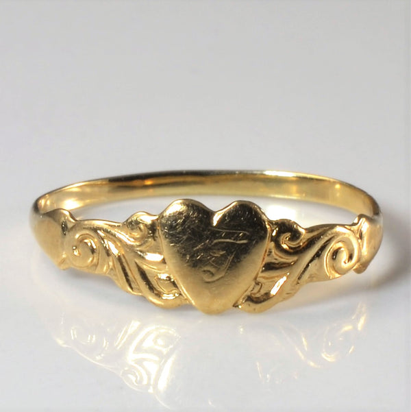 Initial 'T' Engraved Claddagh Ring | SZ 3.25 |