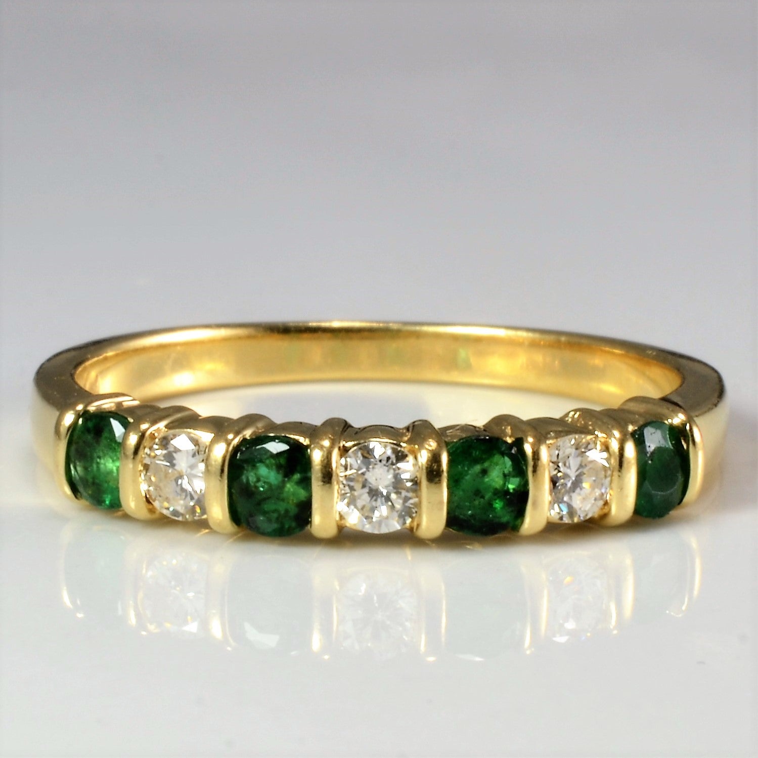 Emerald & Diamond Seven Stone Ring | 0.15 ctw, SZ 7.25 |