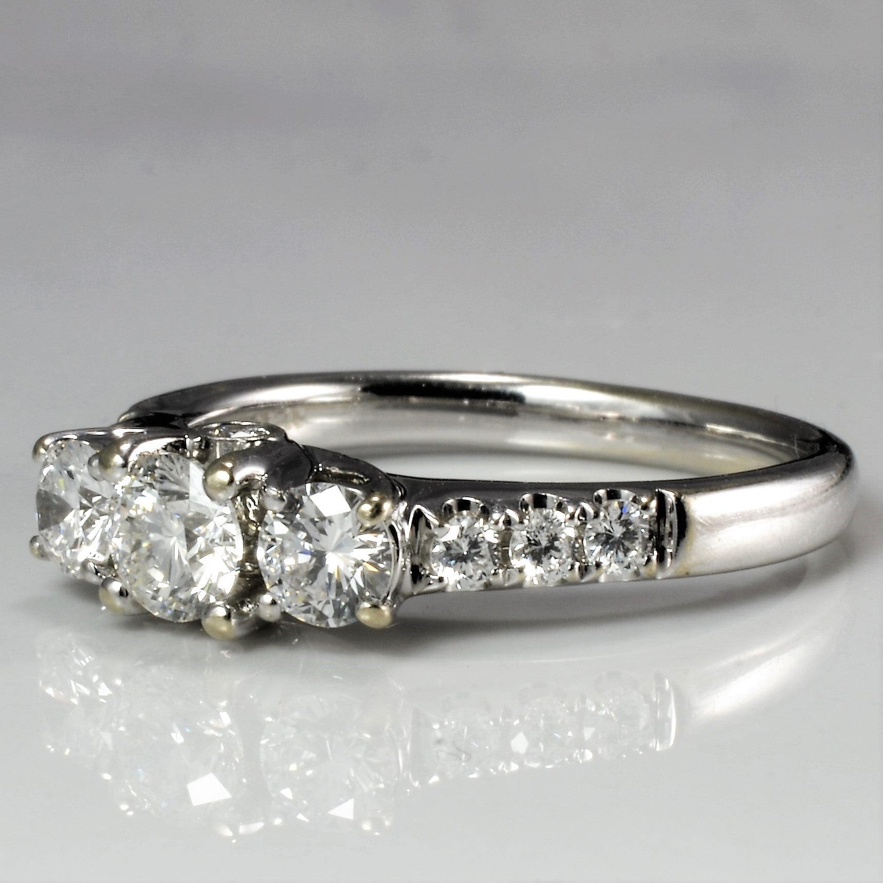 Three Stone Diamond & Accents Engagement Ring | 0.90 ctw, SZ 6.75 |