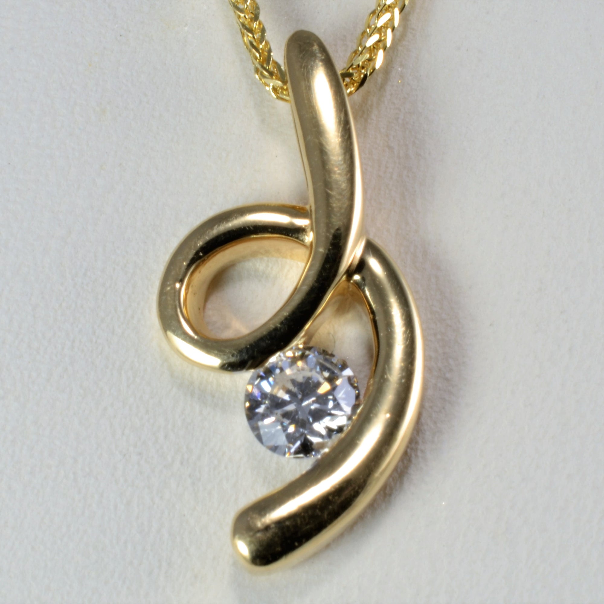 Free Form Ribbon Swirl Diamond Pendant Necklace | 0.22 ct, 19''|