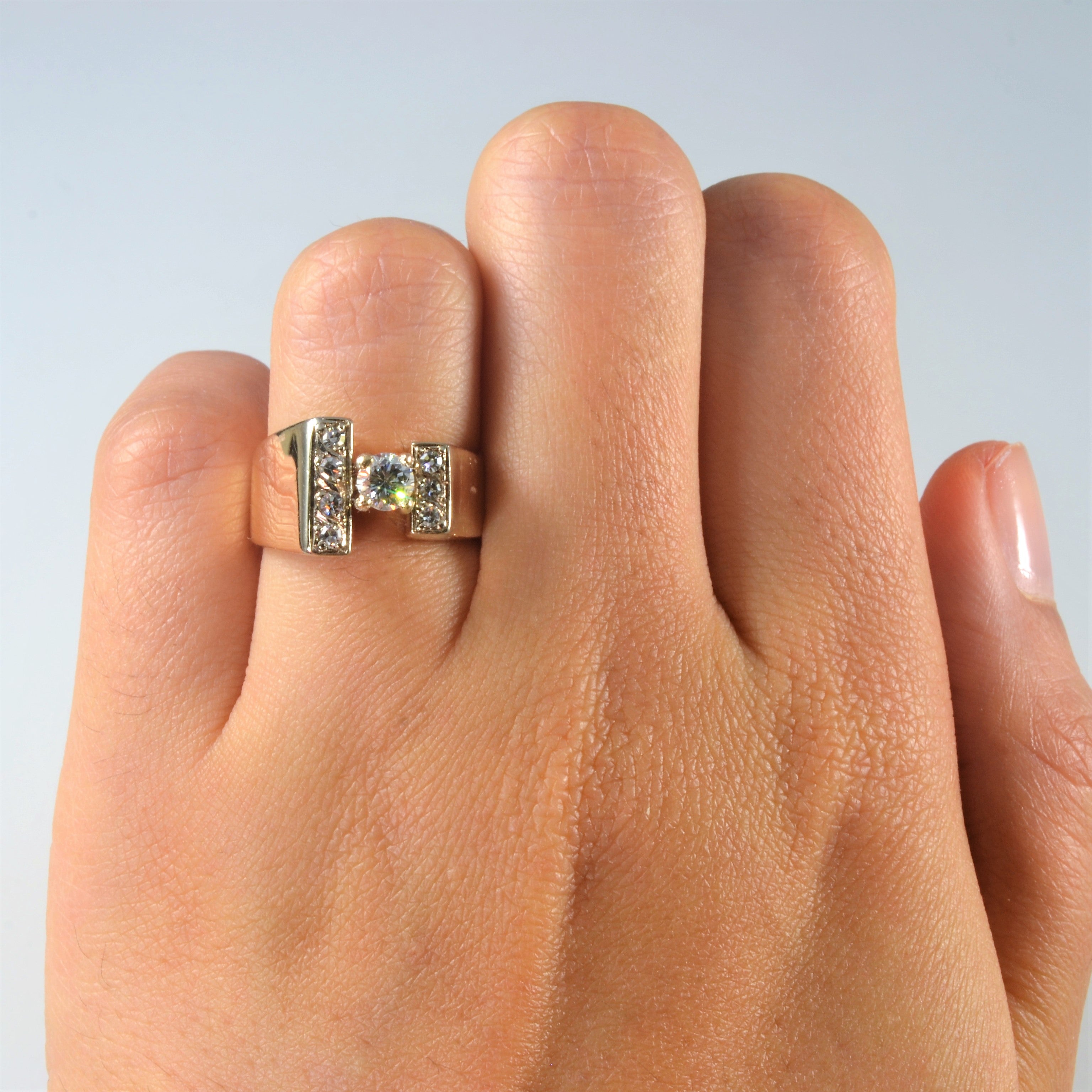 Offset Diamond Engagement Ring | 0.48ctw | SZ 5.25 |