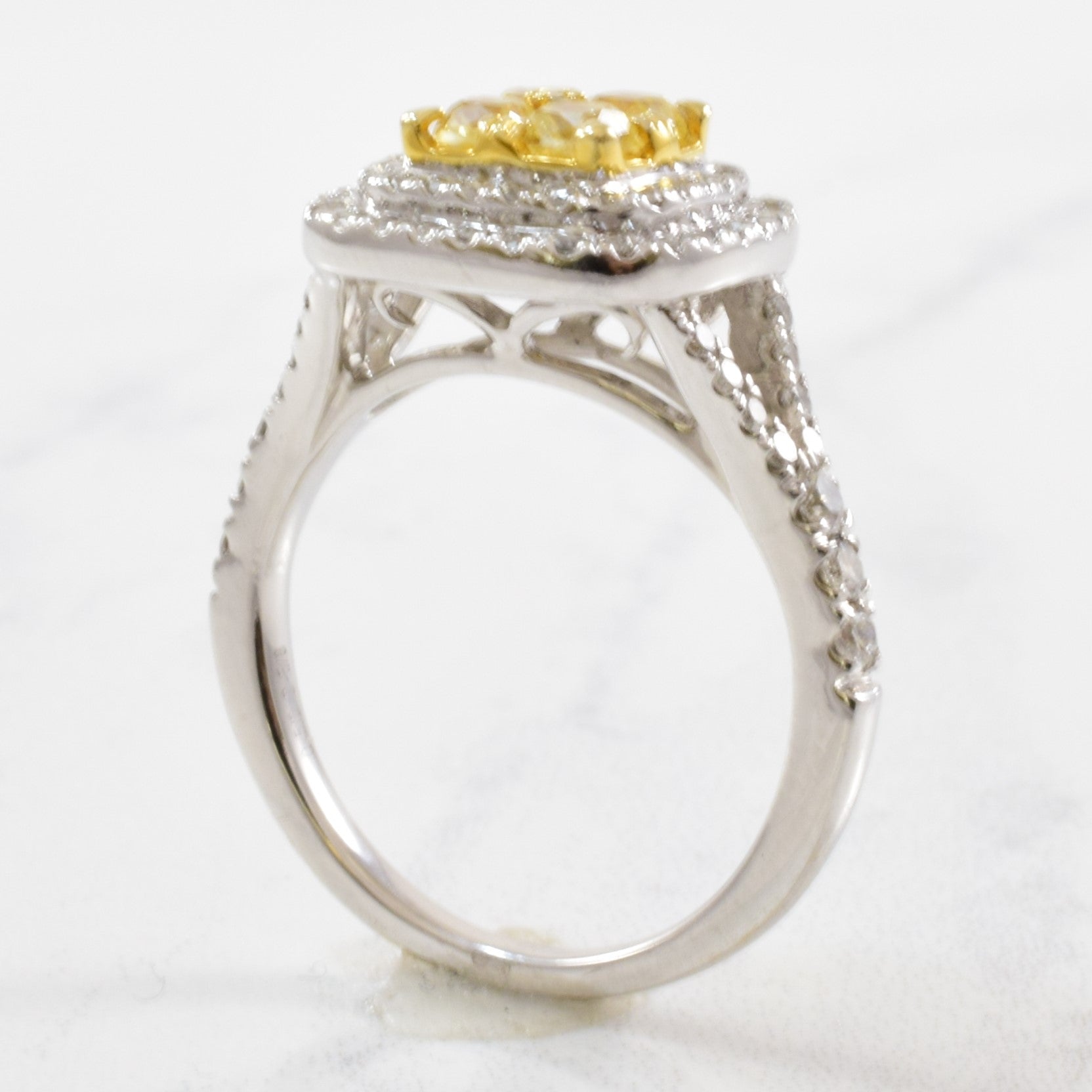 Yellow Diamond Double Halo Engagement Ring | 1.00ctw | SZ 6 |