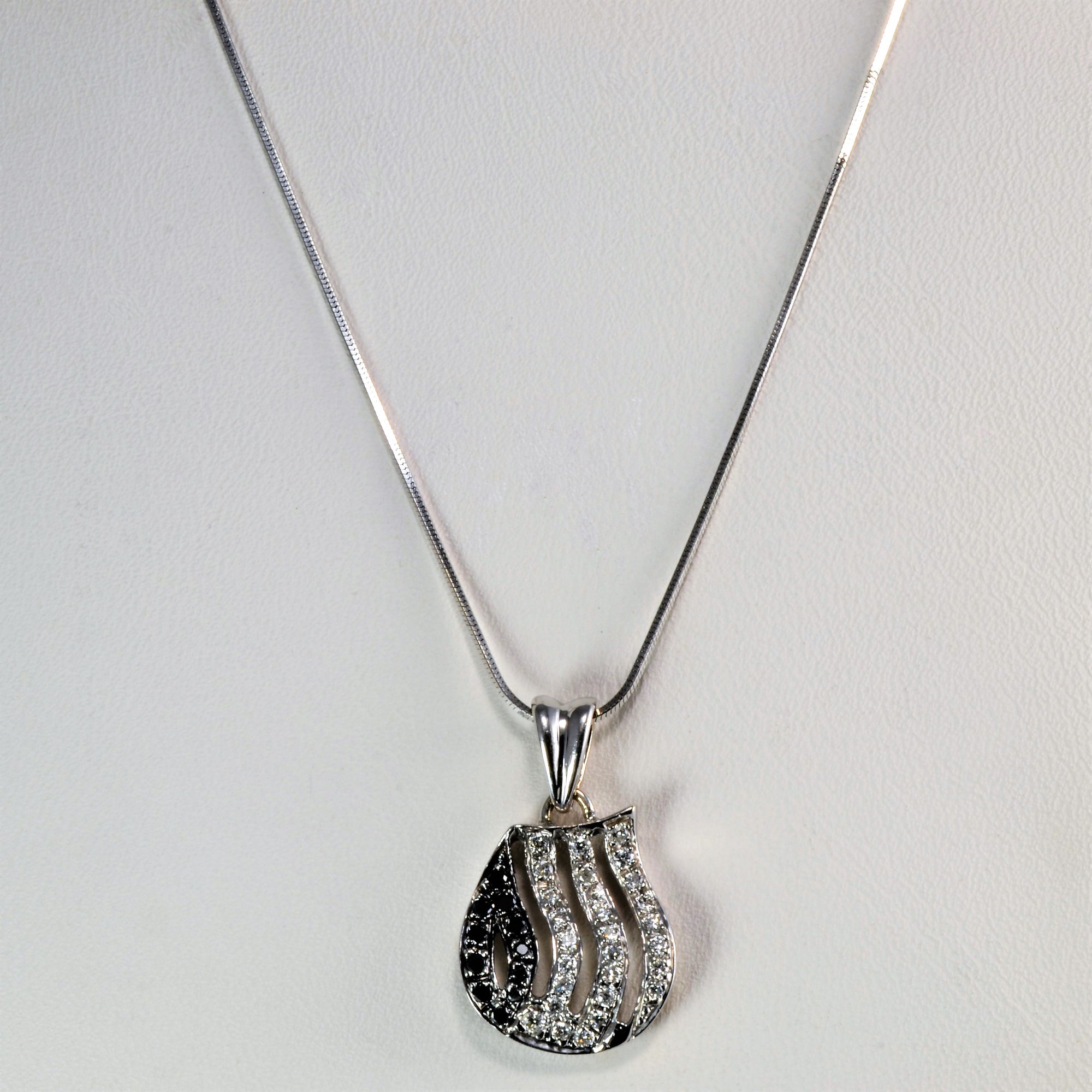 Fancy Black & White Diamond Purse Pendant Necklace | 0.21 ctw, 16''|