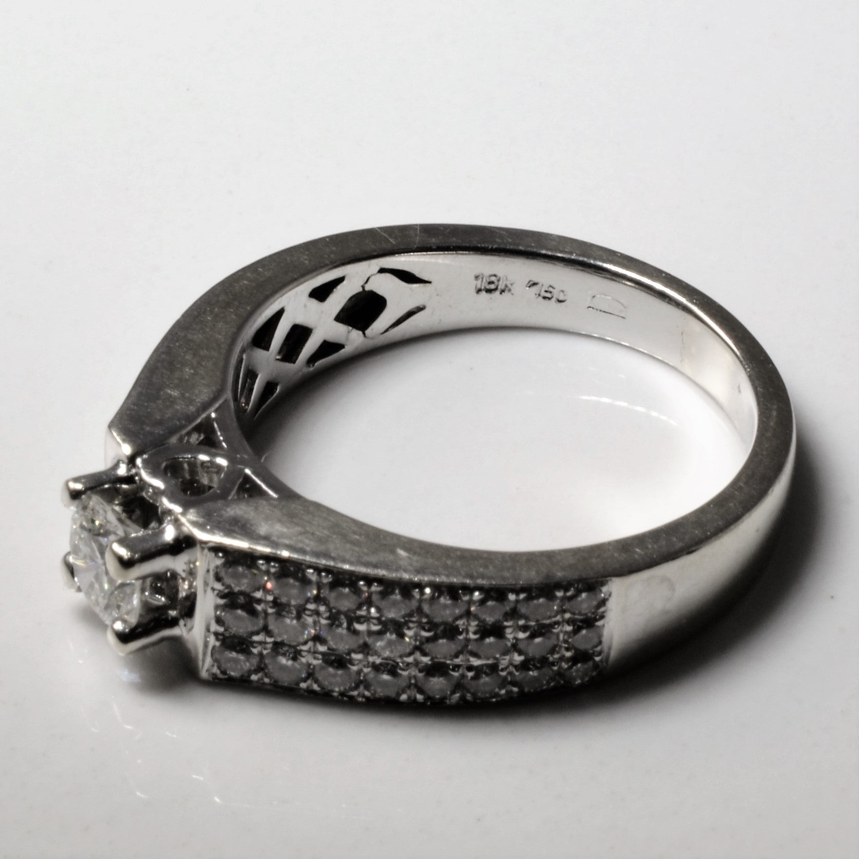 Triple Pave Row Diamond Engagement Ring | 0.96ctw | SZ 8 |
