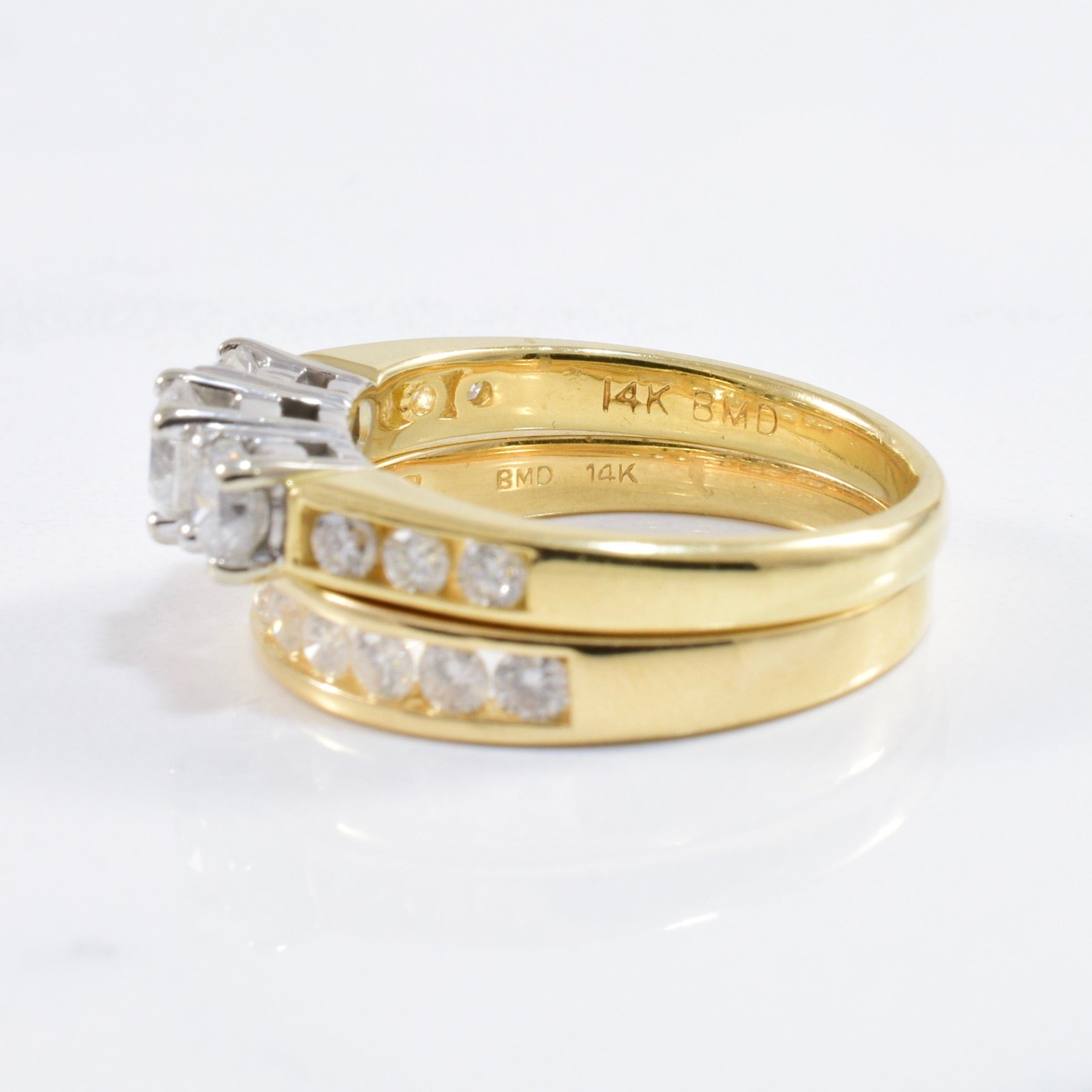 Three Stone Diamond Engagement Wedding Set | 1.28 ctw SZ 6 |