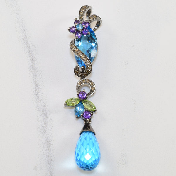 Topaz, Amethyst, Peridot, & Diamond Drop Pendant | 8.50ctw, 0.24ctw |