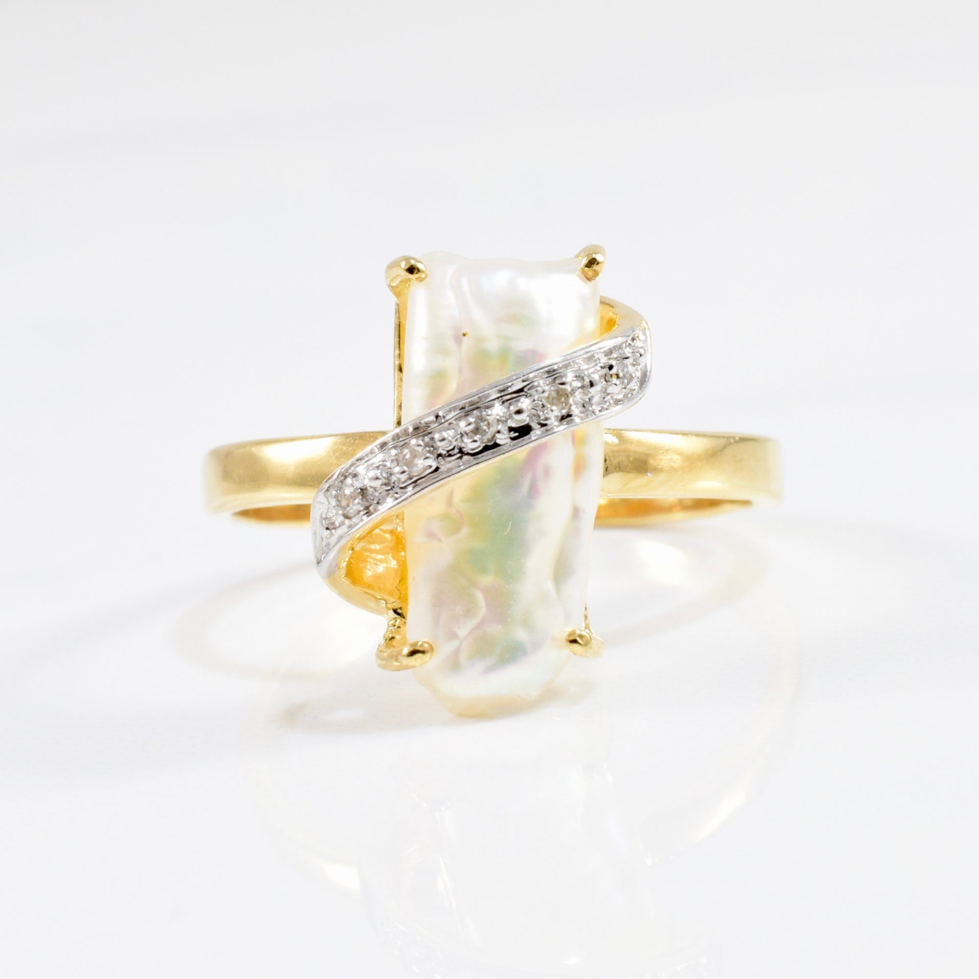Baroque Pearl & Diamond Ring | 0.01 ctw SZ 8 |
