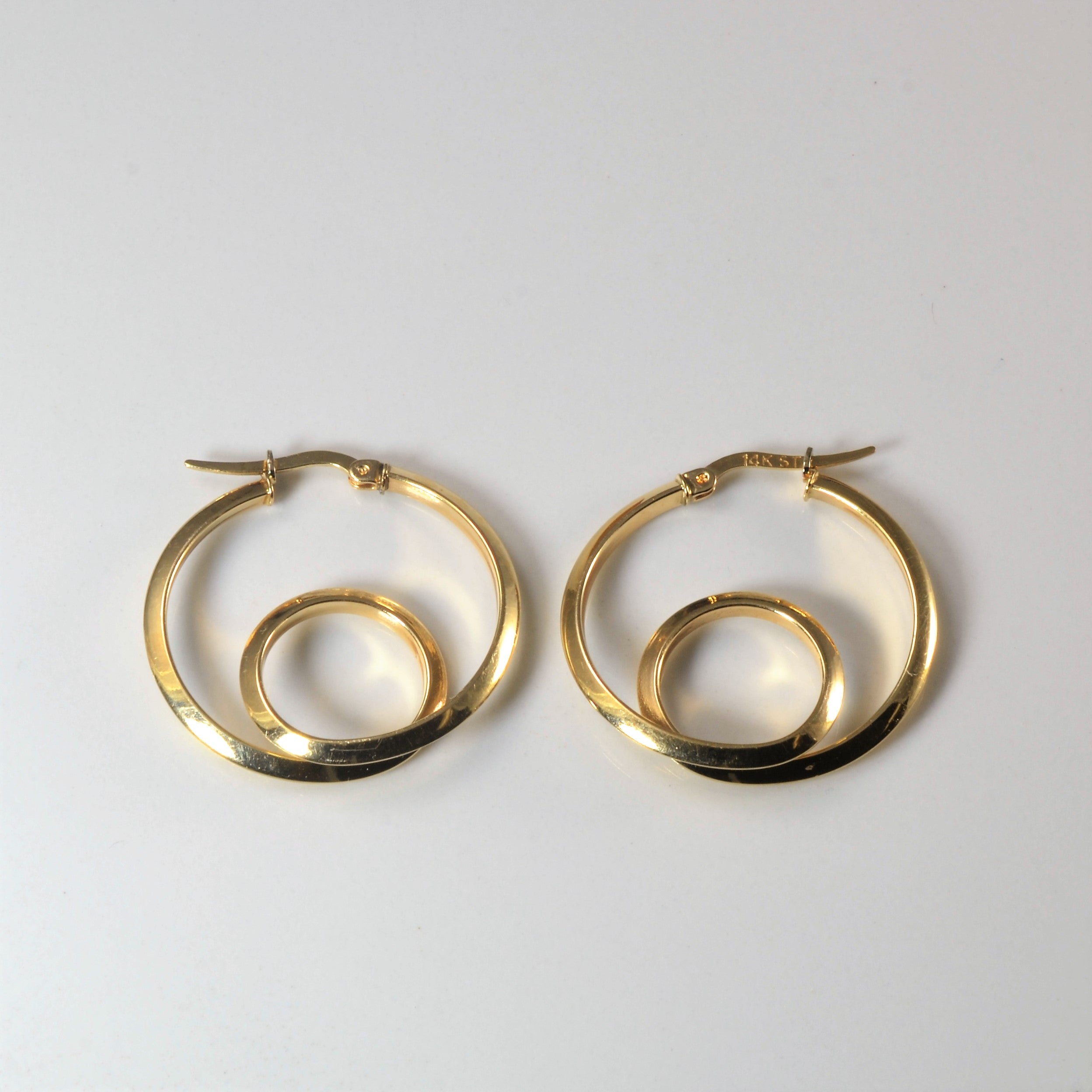 Yellow Gold Swirl Hoop Earrings |