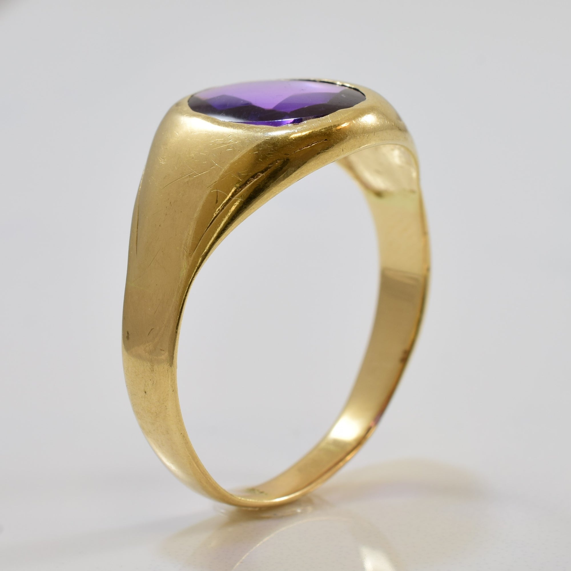 Bezel Set Synthetic Purple Sapphire Ring | 3.00ct | SZ 10.25 |