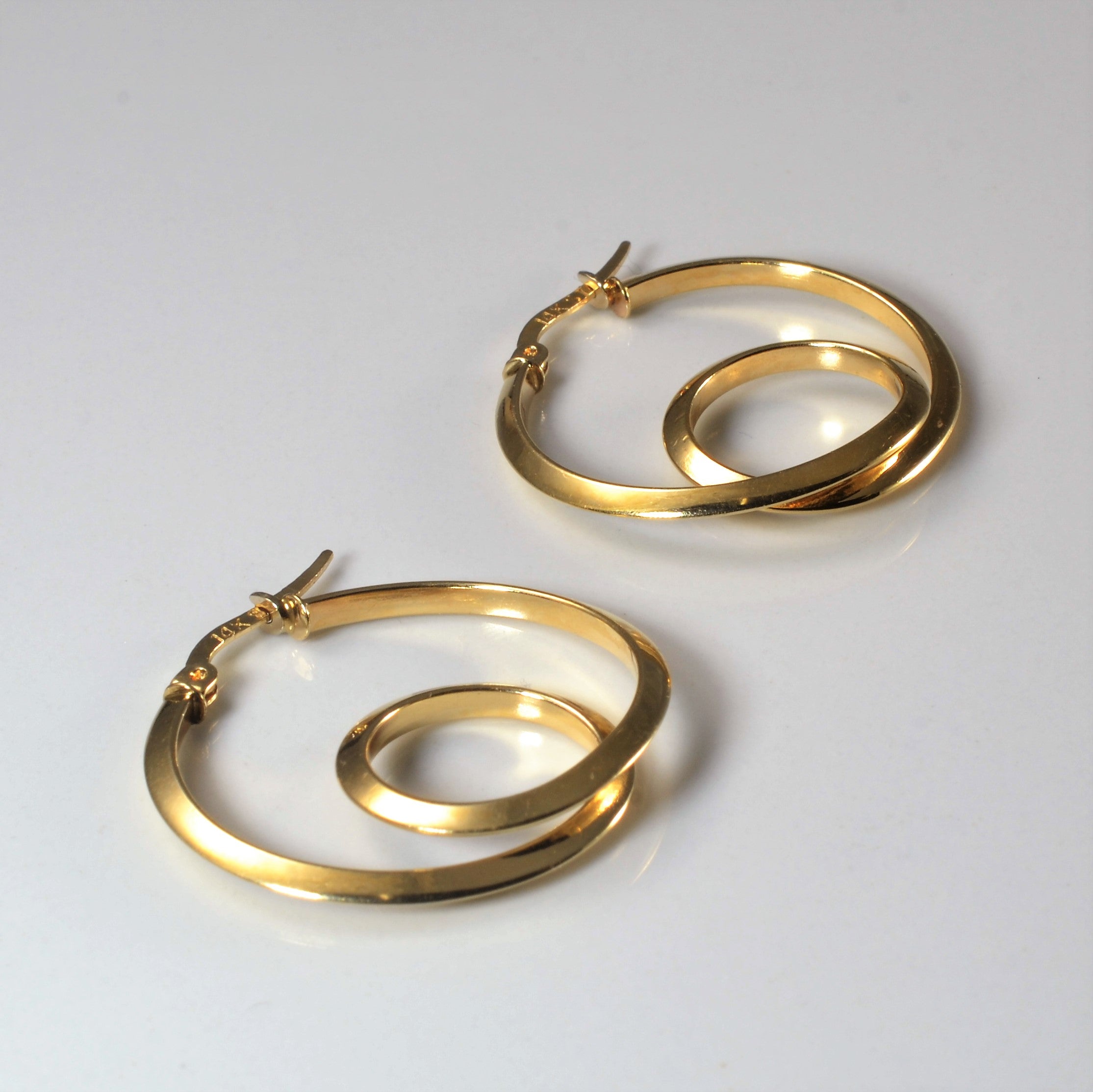 Yellow Gold Swirl Hoop Earrings |