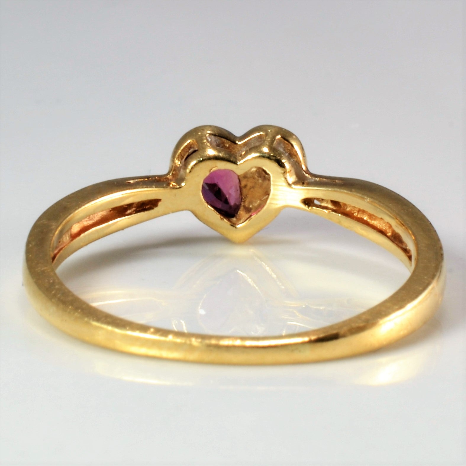Heart Design Garnet & Diamond Promise Ring | 0.01 ct, SZ 5.25 |