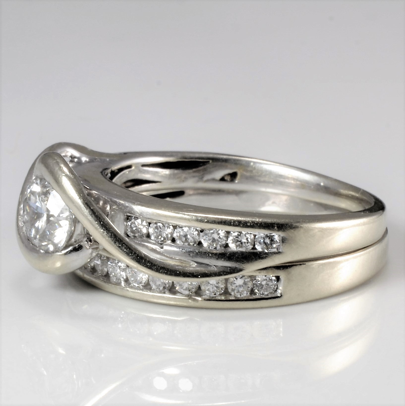 Bypass Channel Diamond Engagement Ring Set | 1.00 ctw, SZ 6.5- 7 |