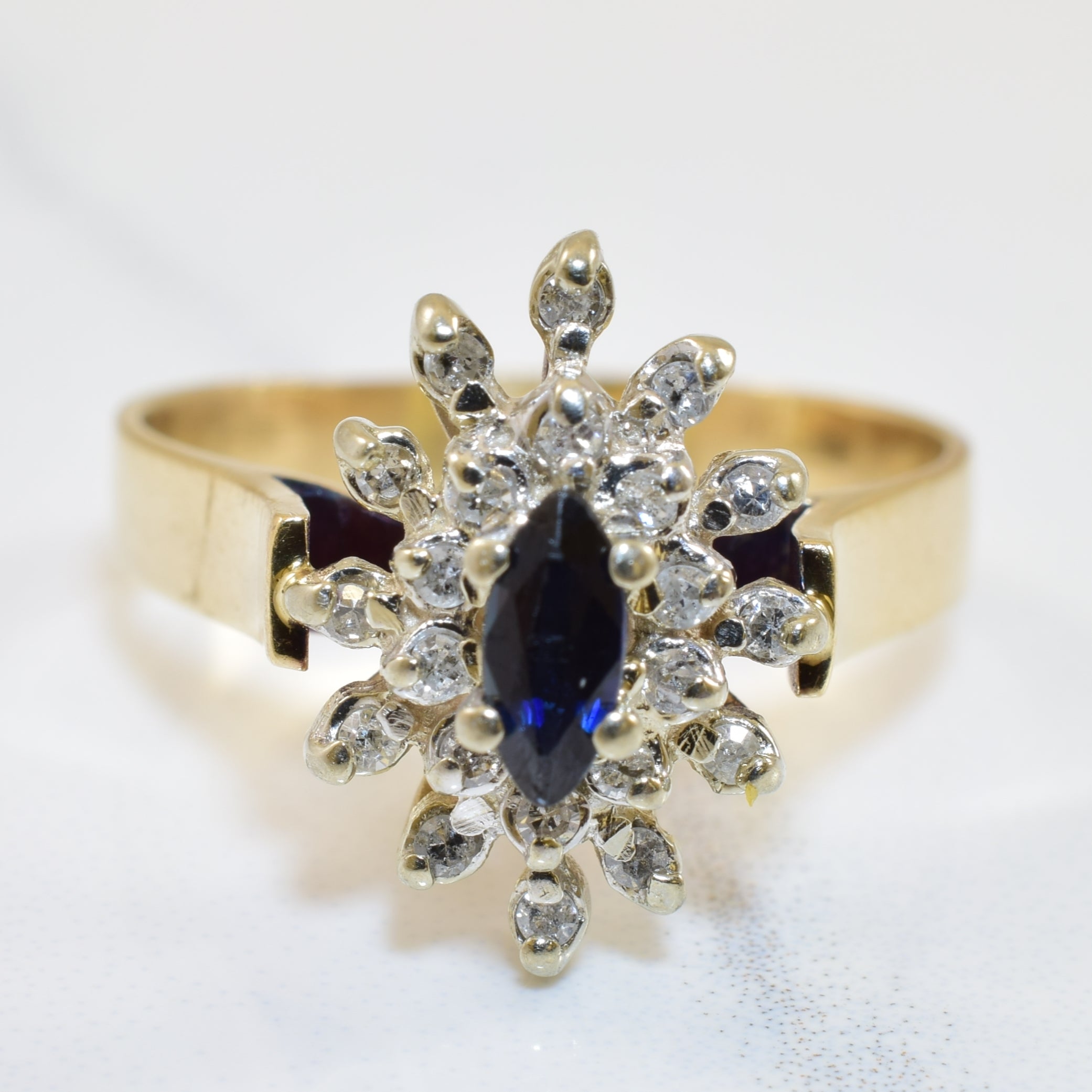 Sapphire & Diamond Burst Ring | 0.22ct, 0.17ctw | SZ 8 |