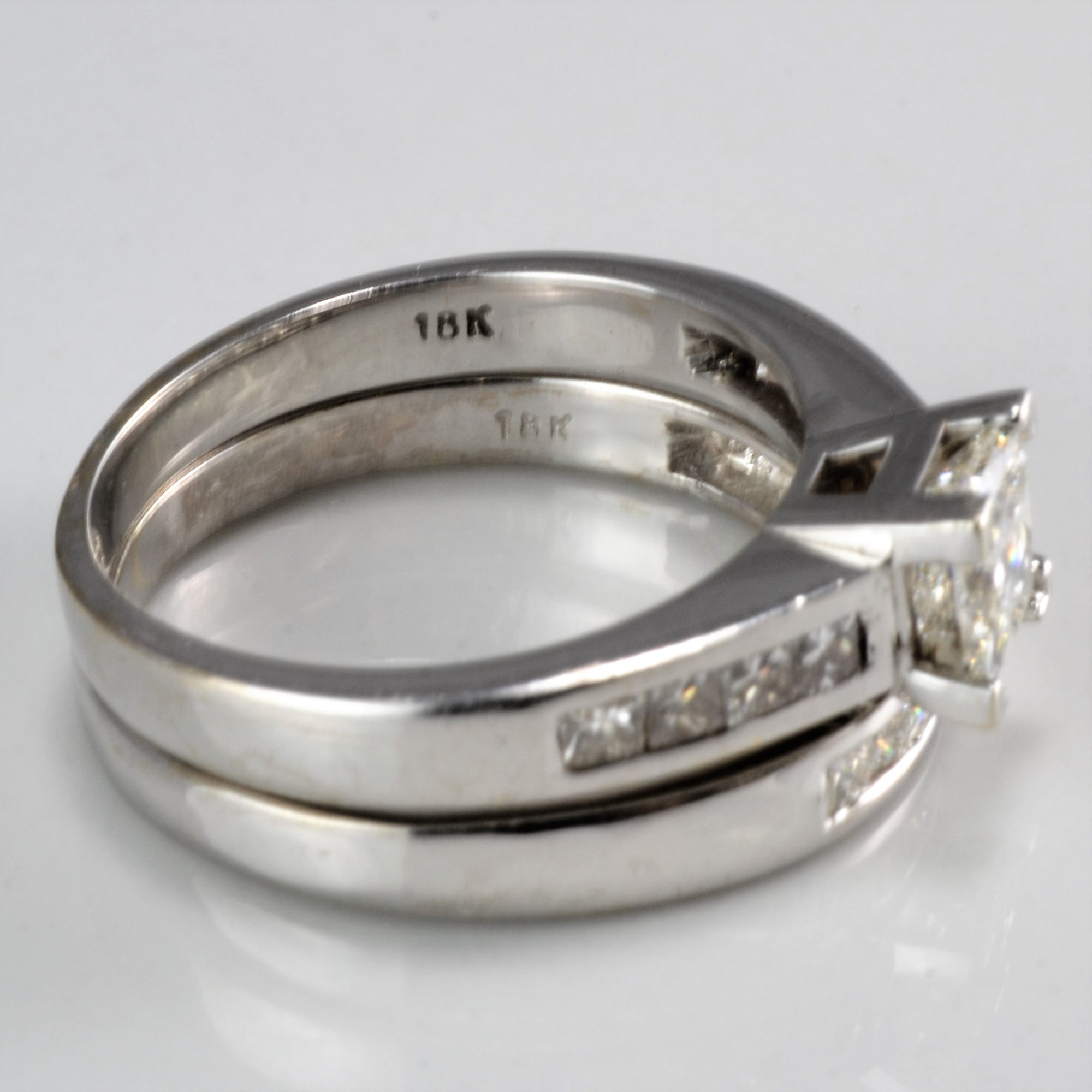 Channel Princess Diamond Wedding Ring Set | 1.33ctw | SZ 6.5 |