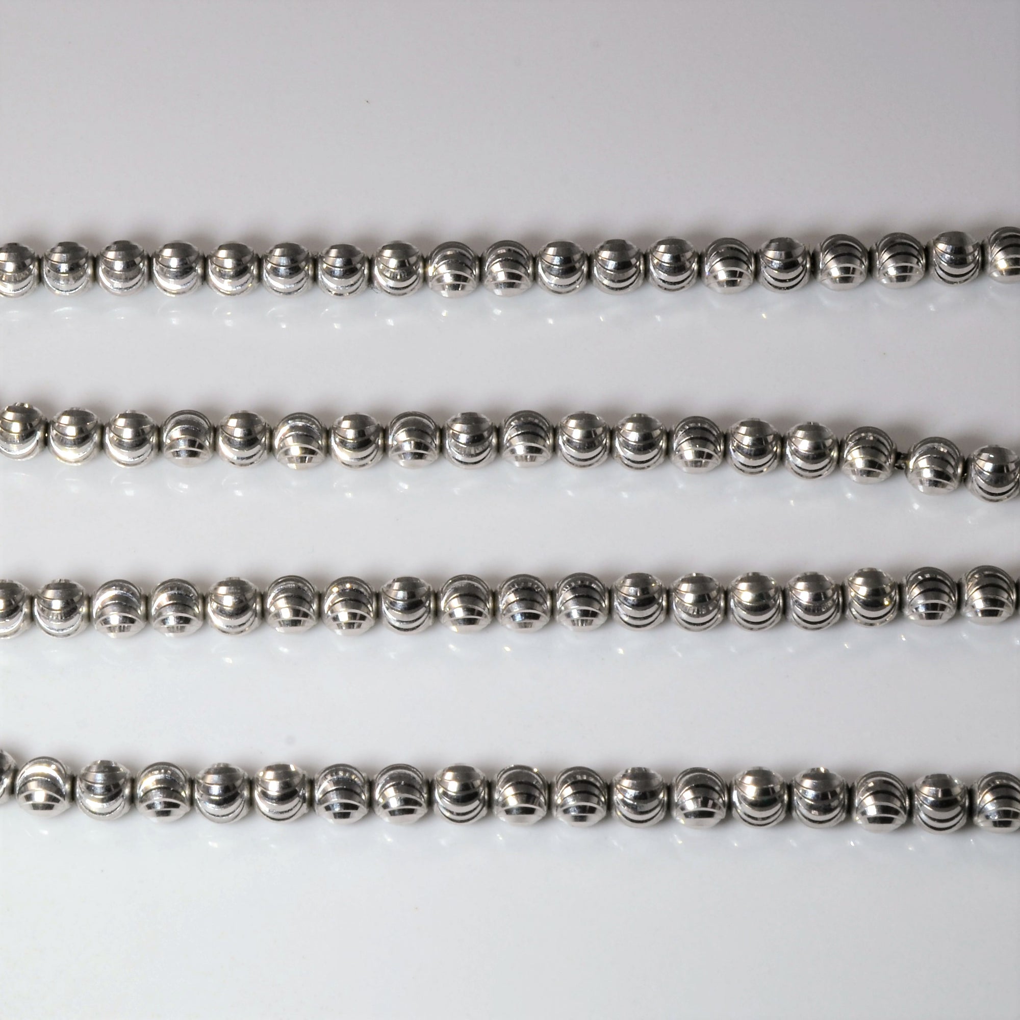 Textured White Gold Bead Necklace | 24