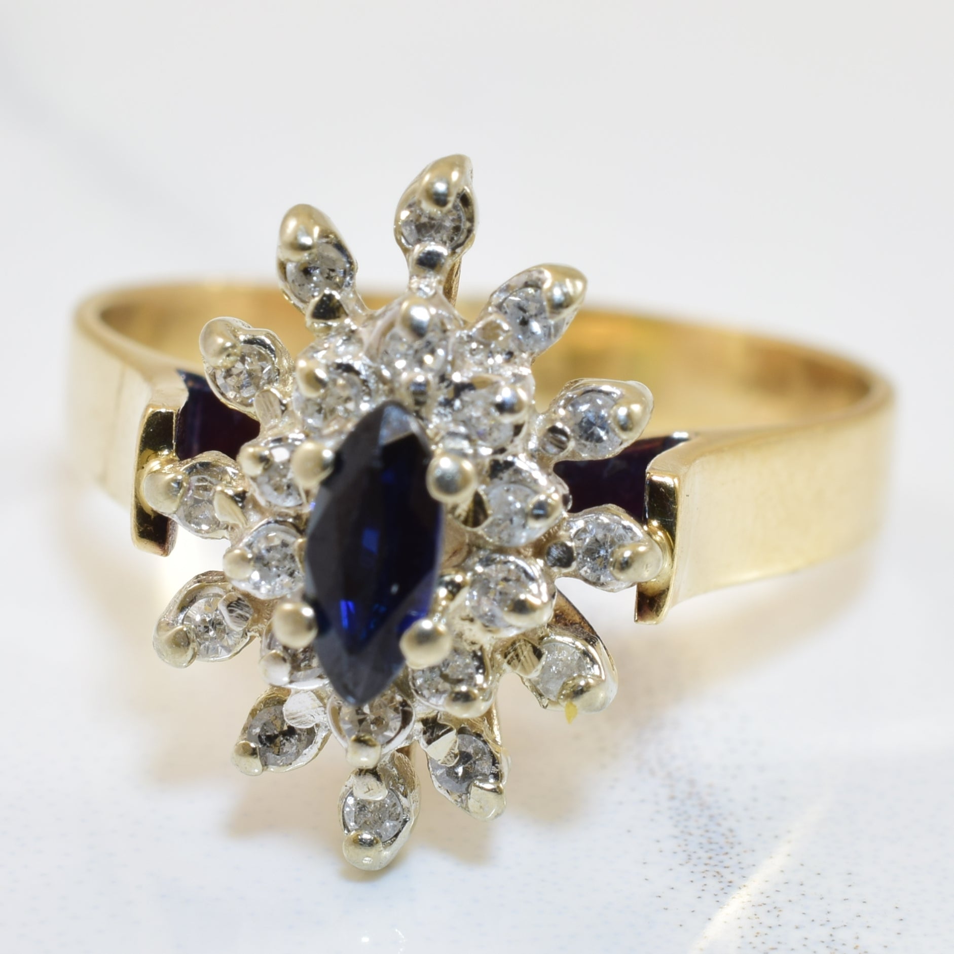 Sapphire & Diamond Burst Ring | 0.22ct, 0.17ctw | SZ 8 |