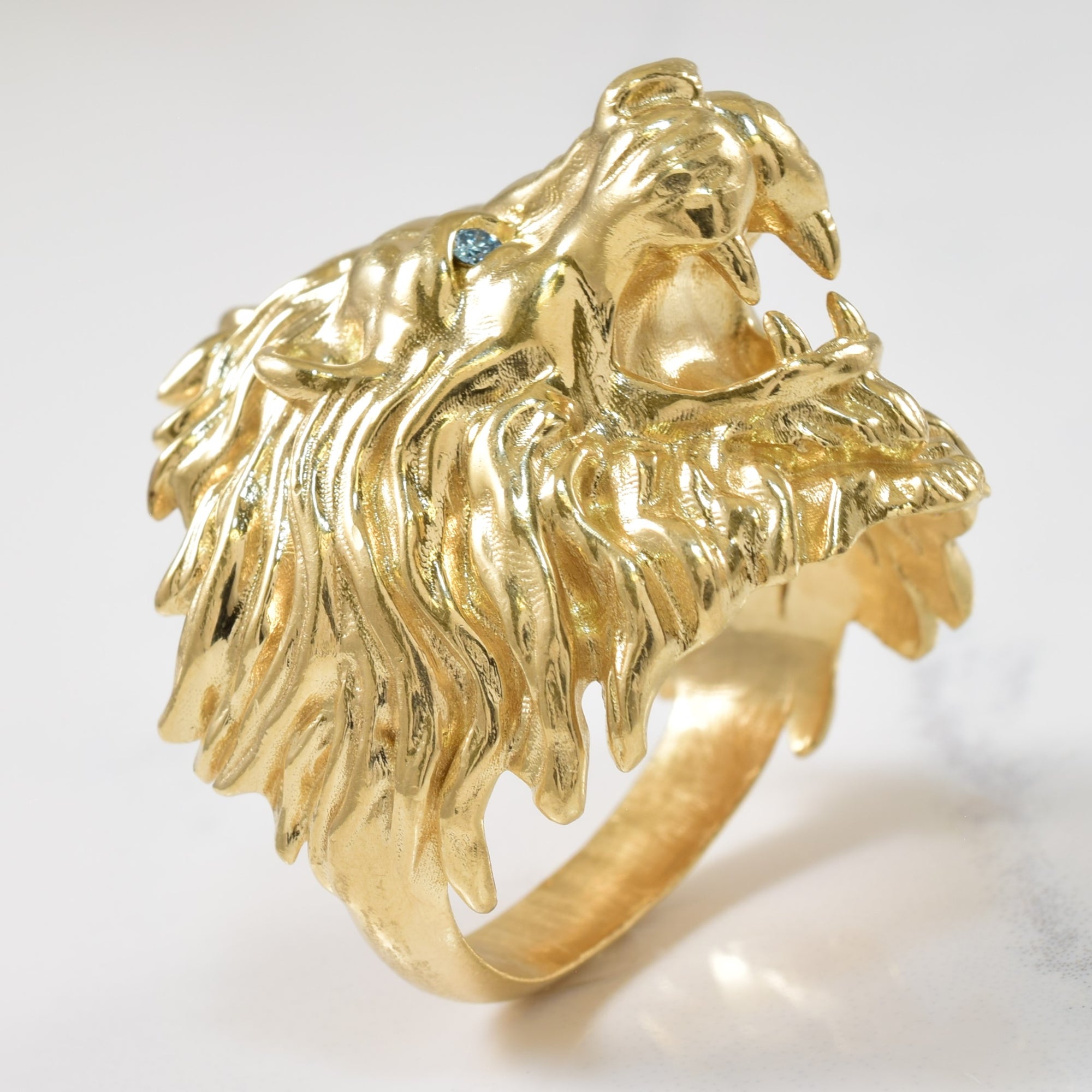Diamond Lion Head Ring | 0.05ctw | SZ 10 |