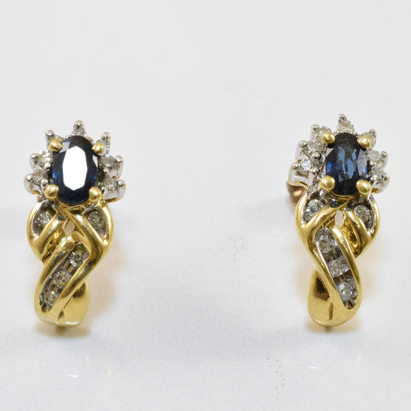 Blue Sapphire & Diamond Stud Earrings | 0.50ctw, 0.15ctw |