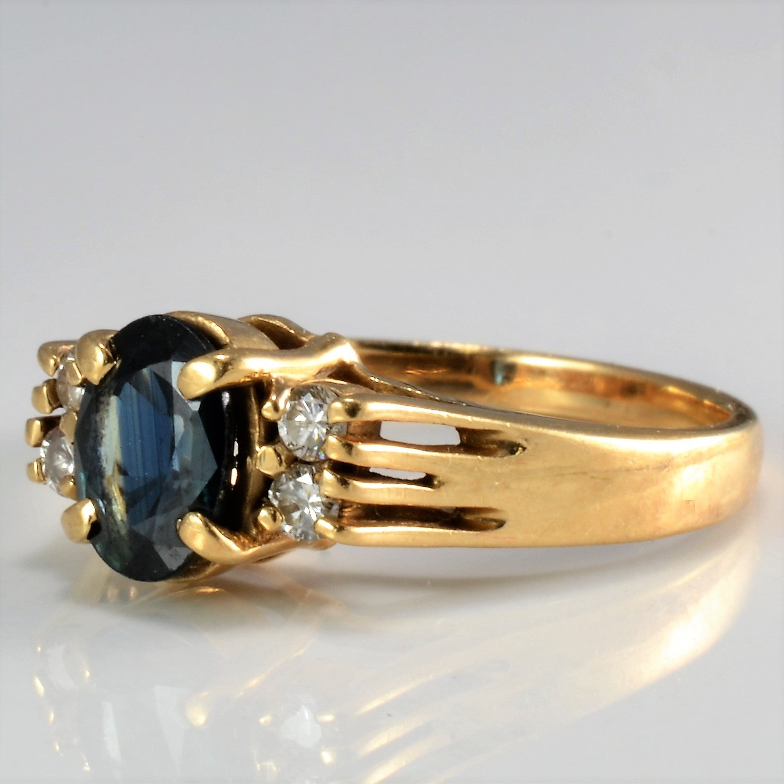 Diamond Accented Oval Sapphire Ring | 0.12 ctw, SZ 5.75 |
