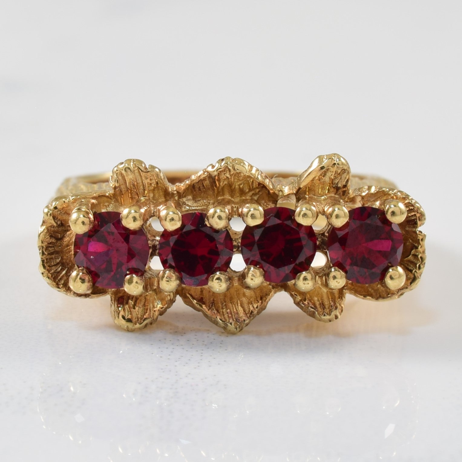 Synthetic Ruby Floral Band | 1.36ctw | SZ 6.25 |