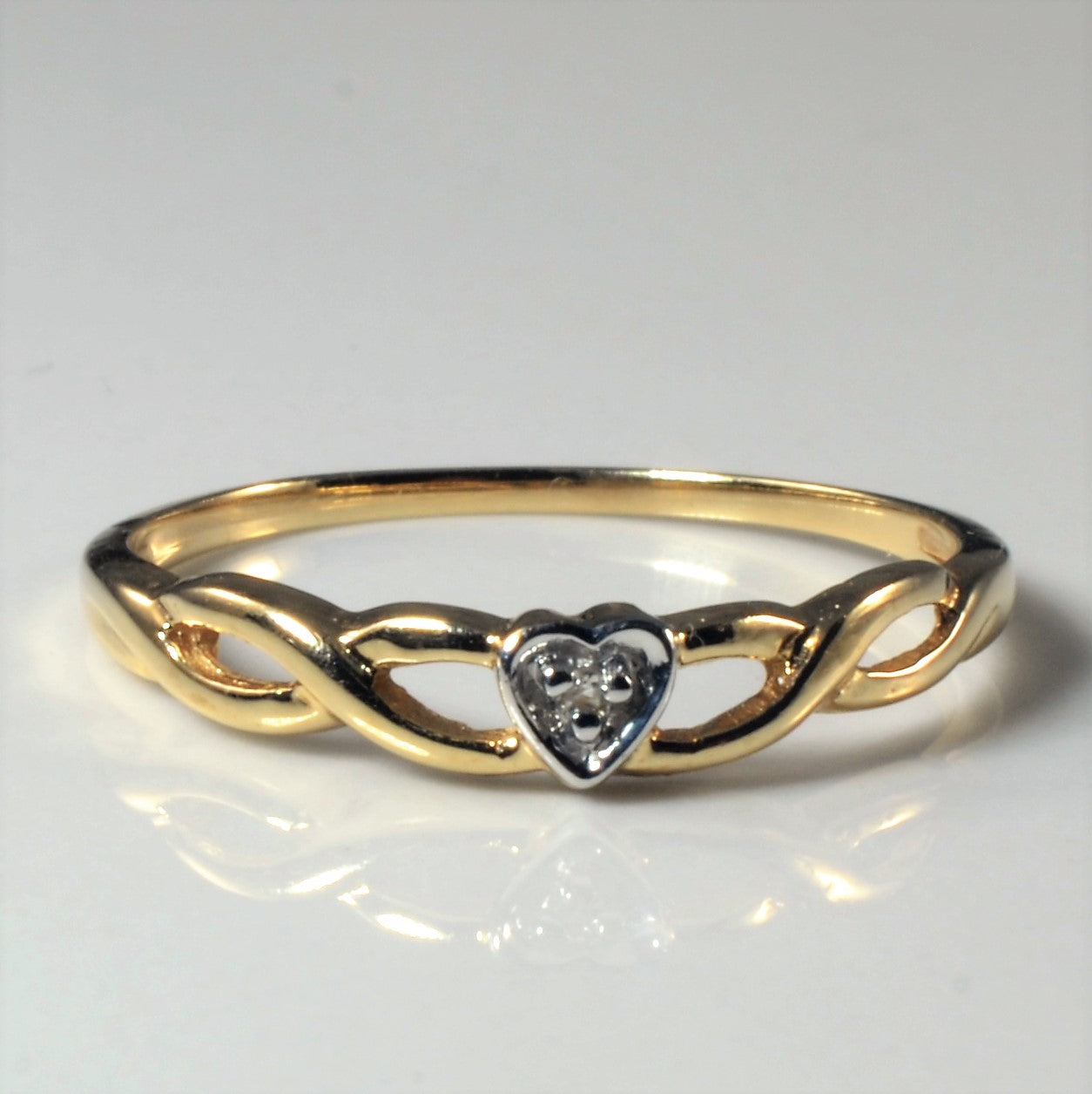 Twisted Diamond Heart Promise Ring | 0.01ct | SZ 7.75 |