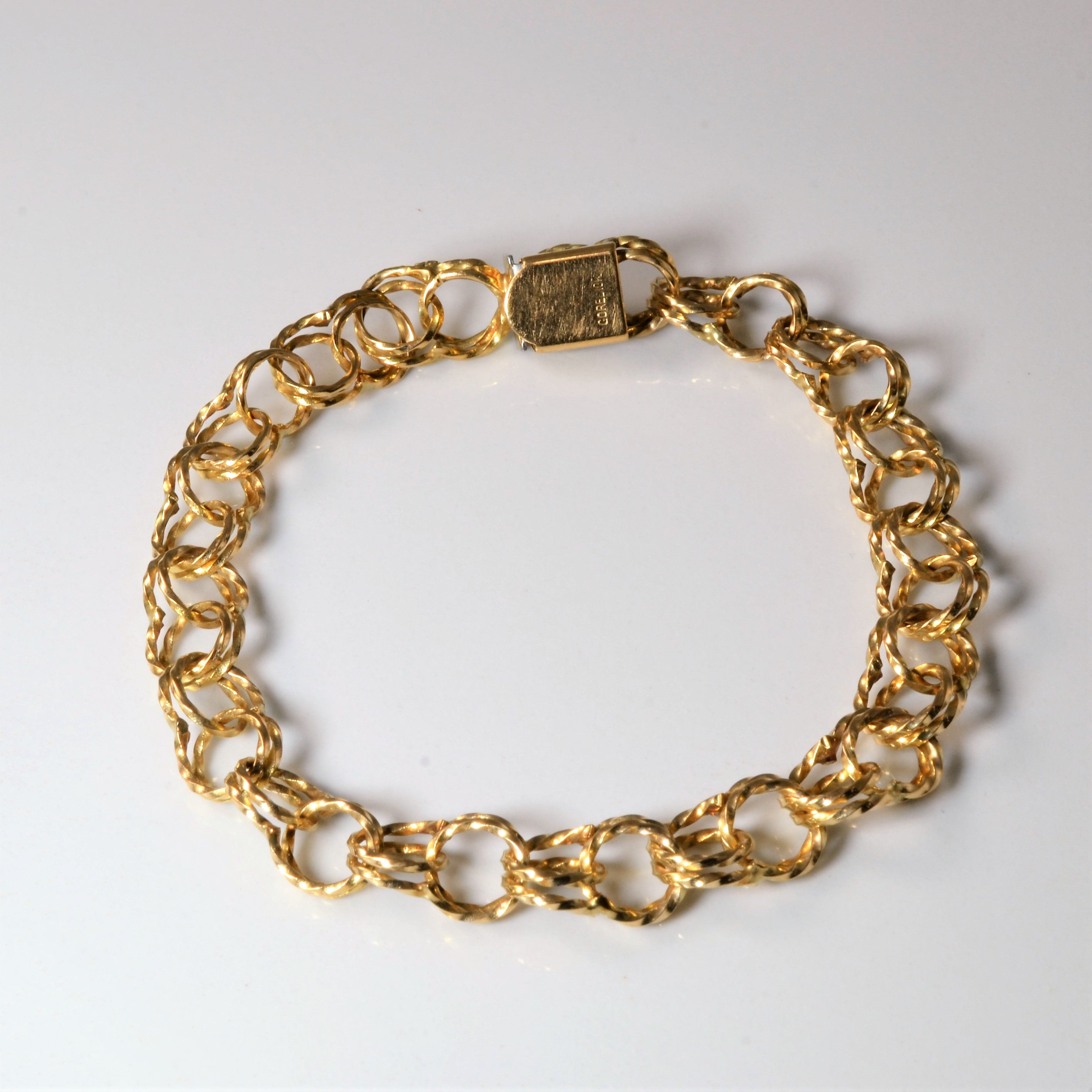 10k Yellow Gold Twisted Parallel Link Bracelet | 7" |