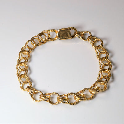 10k Yellow Gold Twisted Parallel Link Bracelet | 7