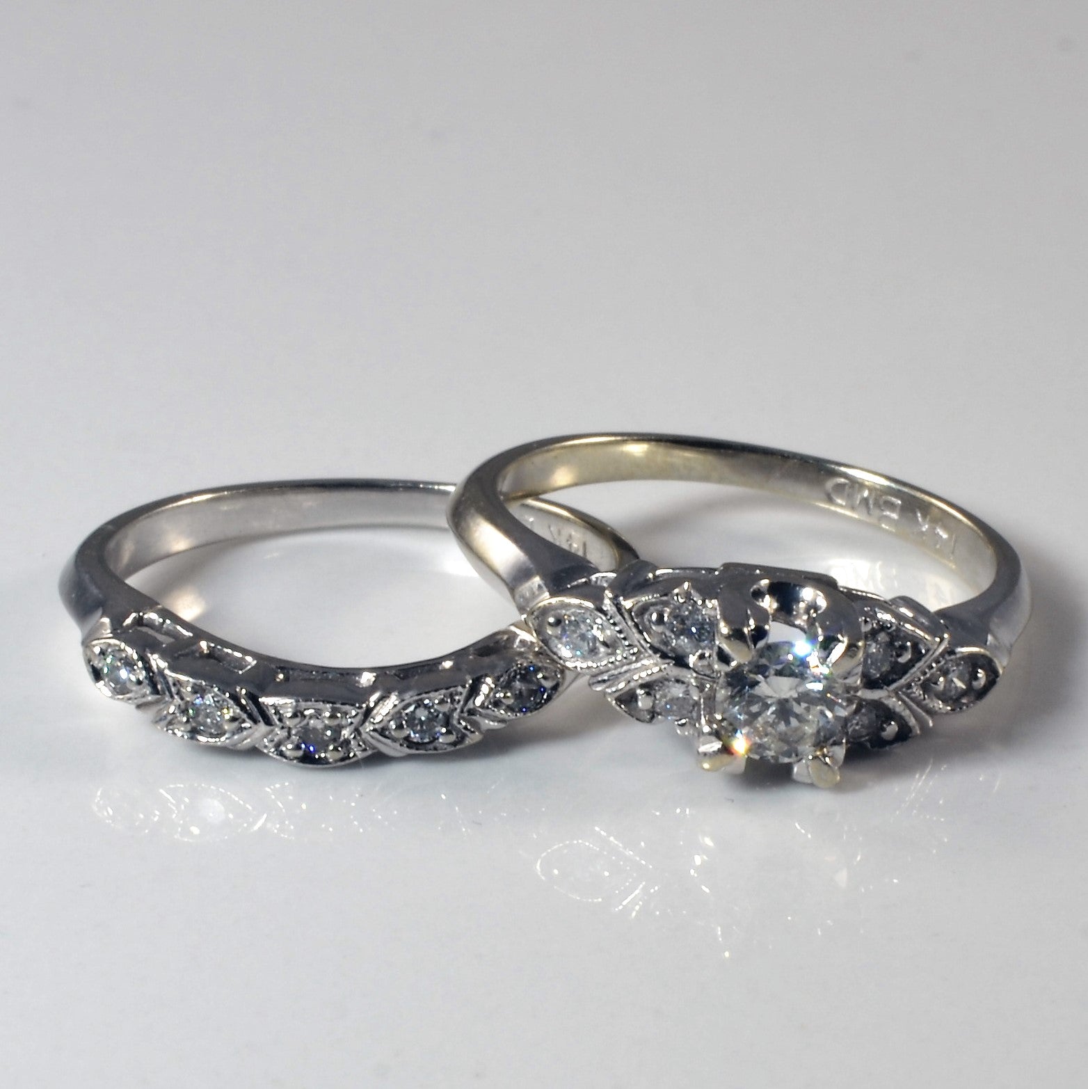 Art Deco Inspired Diamond Wedding Set | 0.32ctw | SZ 5 |