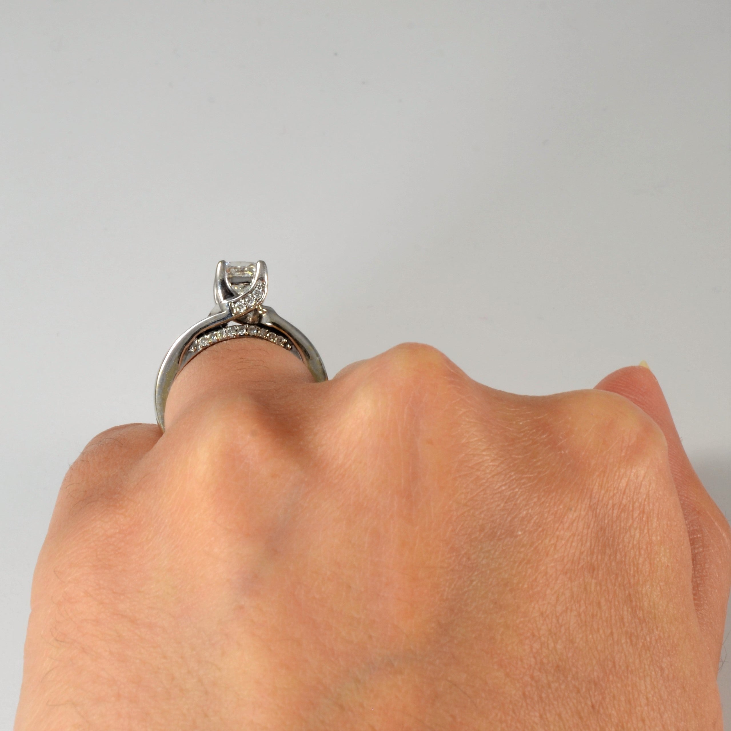 Princess Cut Diamond Hidden Gallery Ring | 0.60ct I2 H/I, 0.12ctw | SZ 5.5 |